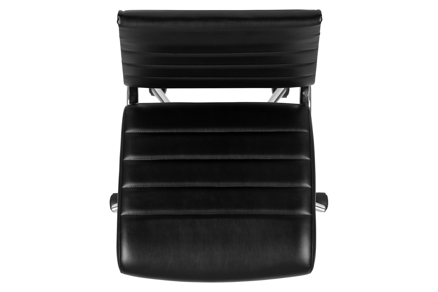 BLNK Hansel LeatherSoft Mid-Back Armless Contemporary Ribbed Executive Swivel Office Chair - Black