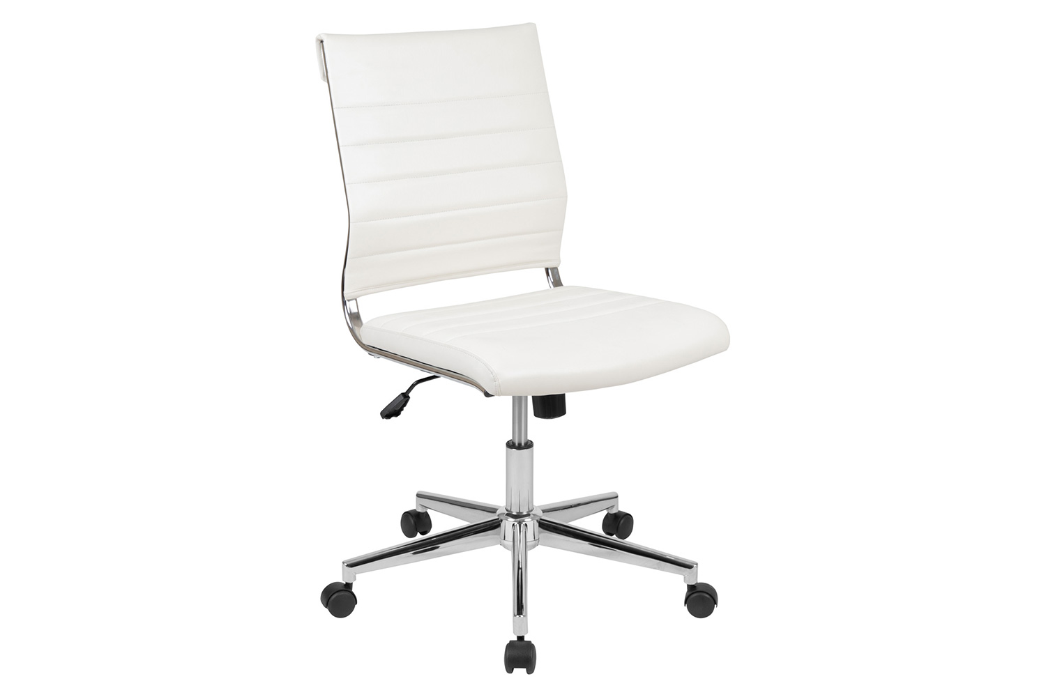 BLNK Hansel LeatherSoft Mid-Back Armless Contemporary Ribbed Executive Swivel Office Chair - White