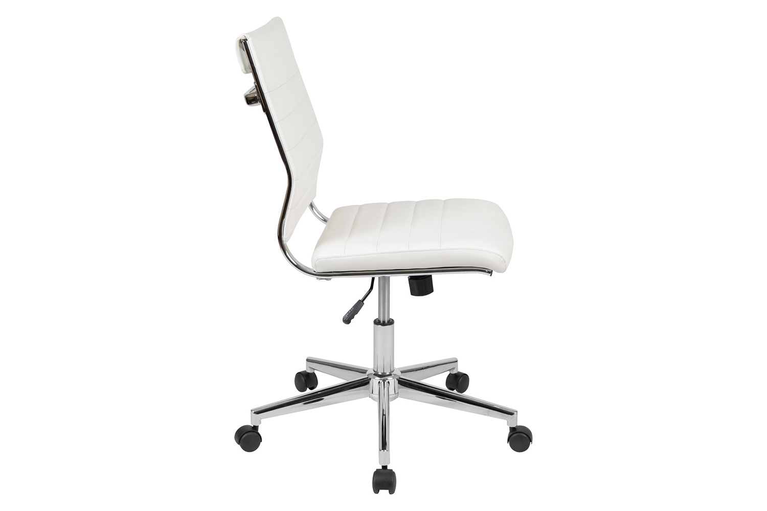 BLNK Hansel LeatherSoft Mid-Back Armless Contemporary Ribbed Executive Swivel Office Chair - White