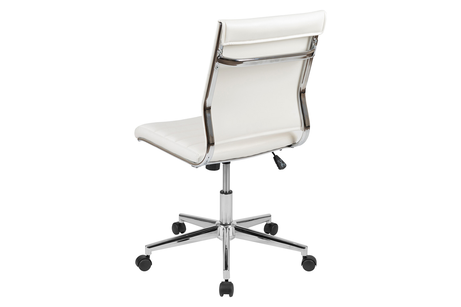 BLNK Hansel LeatherSoft Mid-Back Armless Contemporary Ribbed Executive Swivel Office Chair - White