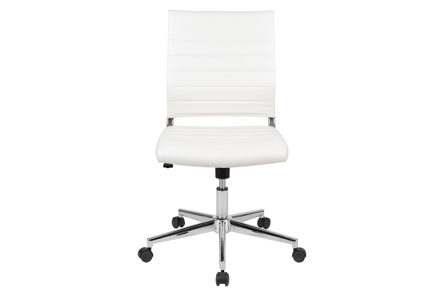 BLNK Hansel LeatherSoft Mid-Back Armless Contemporary Ribbed Executive Swivel Office Chair - White