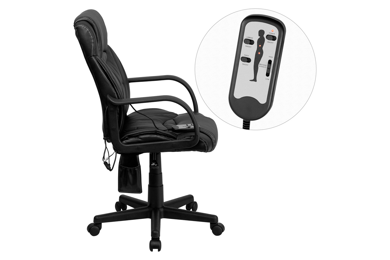 BLNK Laverne LeatherSoft Mid-Back Ergonomic Massaging Executive Swivel Office Chair - with Arms