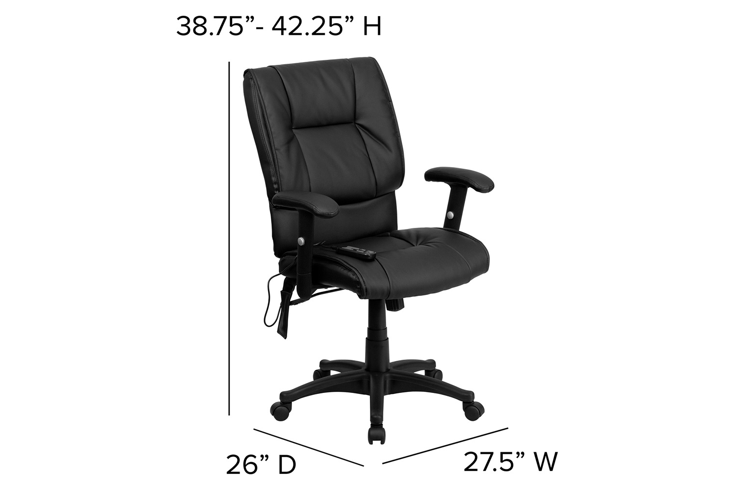 BLNK Laverne LeatherSoft Mid-Back Ergonomic Massaging Executive Swivel Office Chair - with Adjustable Arms