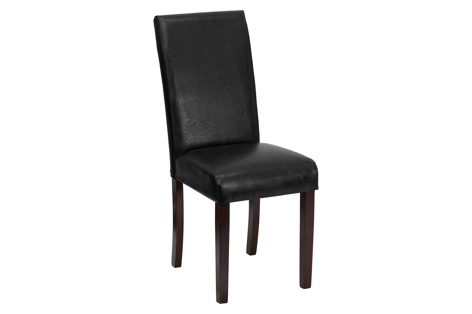 BLNK Godrich Traditional Commercial LeatherSoft Upholstered Panel Back Parsons Dining Chair - Black