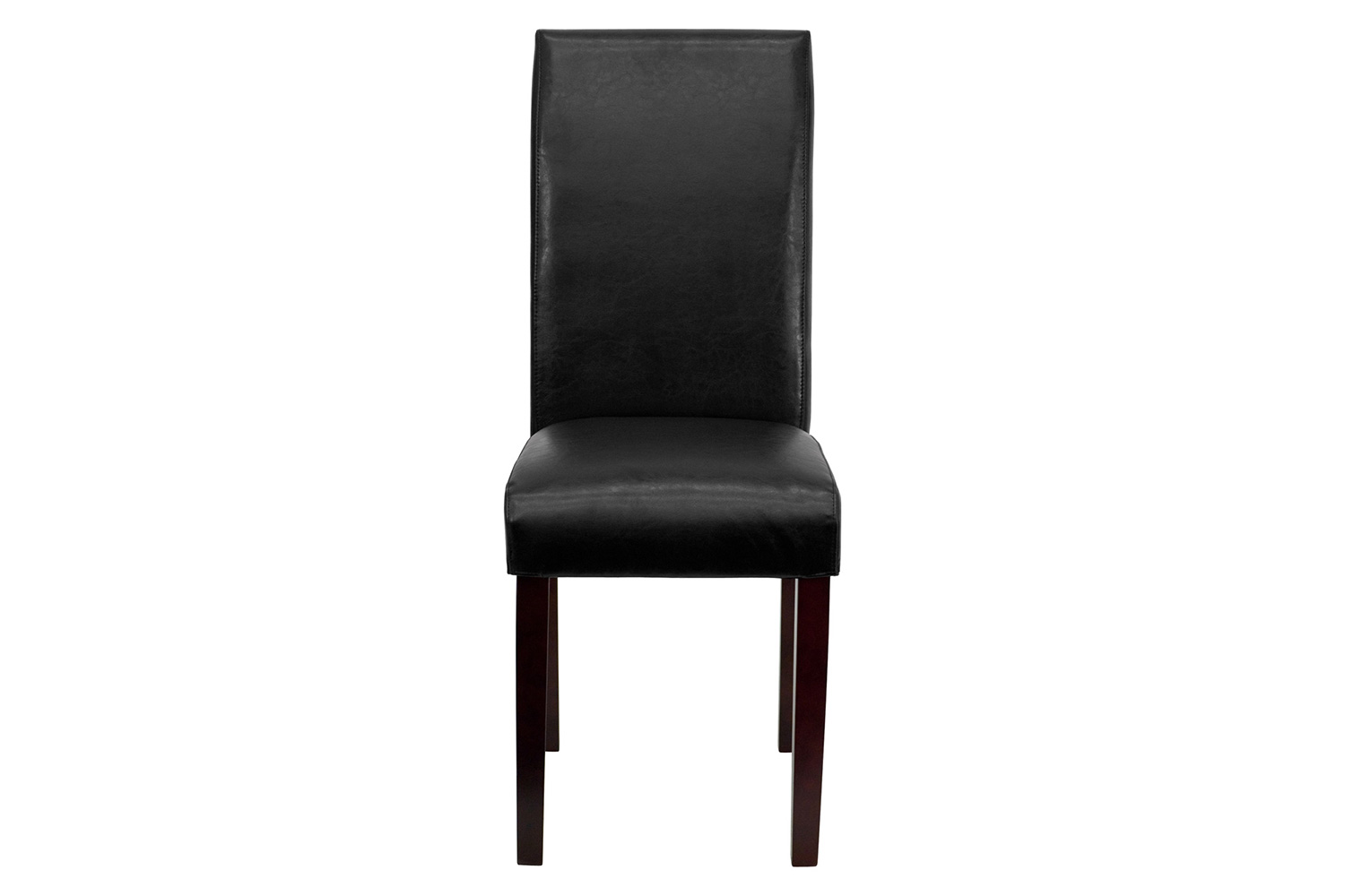 BLNK Godrich Traditional Commercial LeatherSoft Upholstered Panel Back Parsons Dining Chair - Black