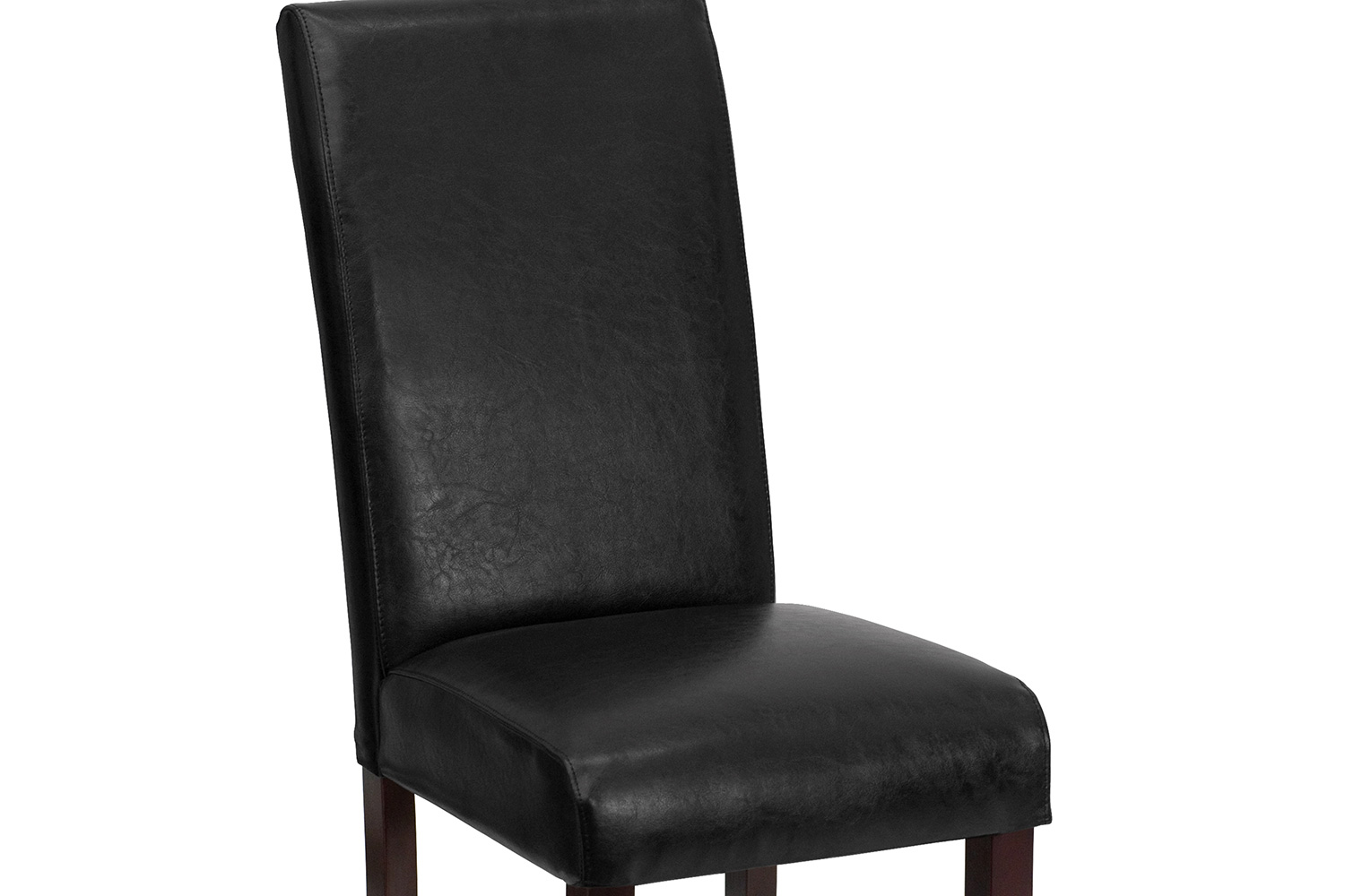 BLNK Godrich Traditional Commercial LeatherSoft Upholstered Panel Back Parsons Dining Chair - Black