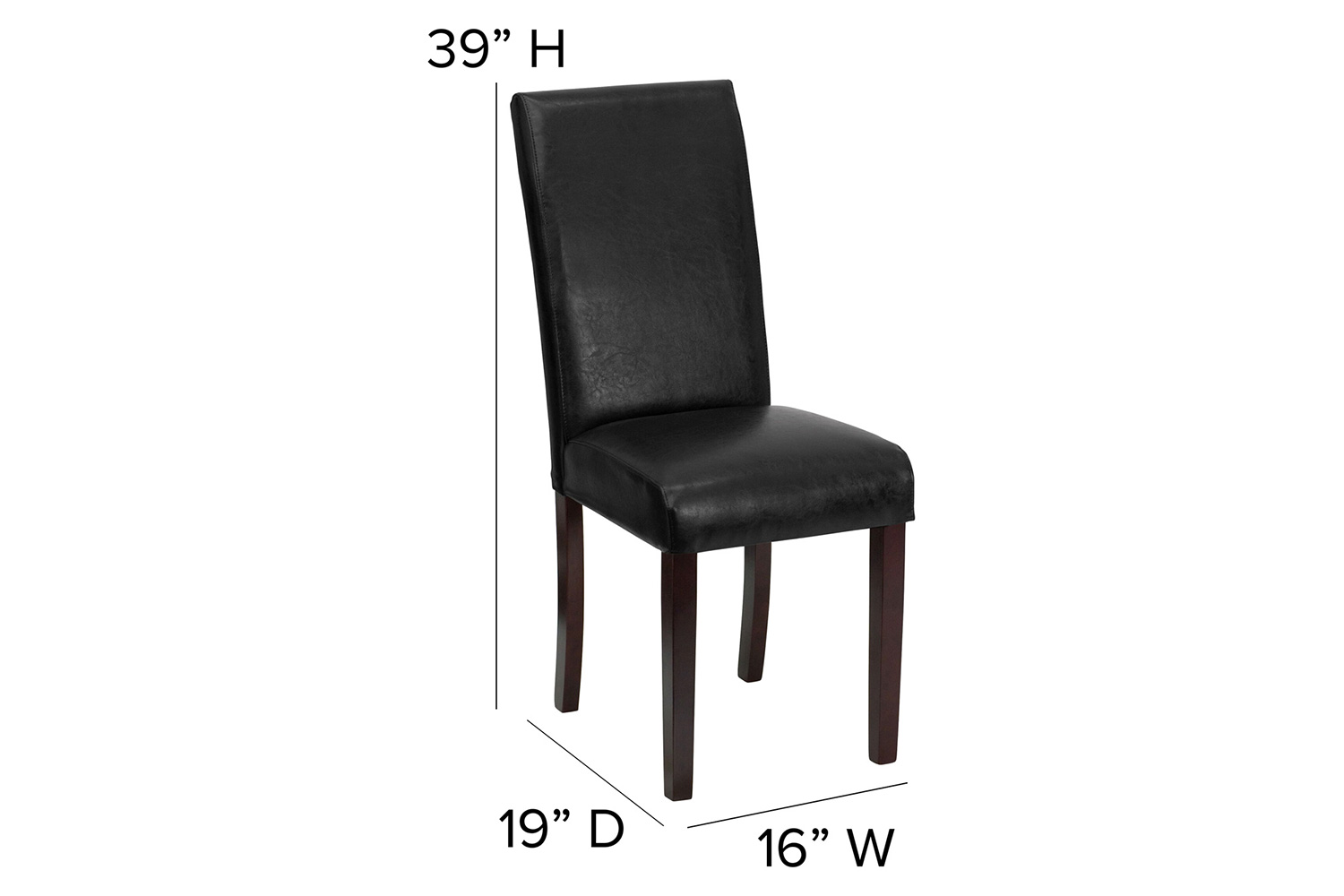 BLNK Godrich Traditional Commercial LeatherSoft Upholstered Panel Back Parsons Dining Chair - Black