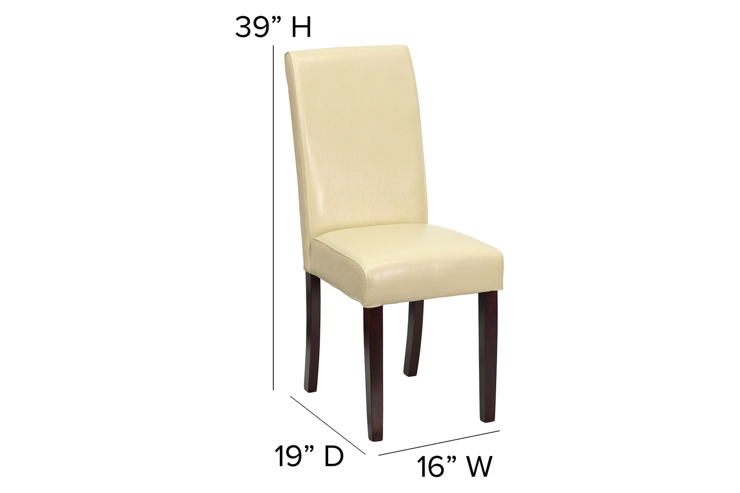 BLNK Godrich Traditional Commercial LeatherSoft Upholstered Panel Back Parsons Dining Chair - Ivory