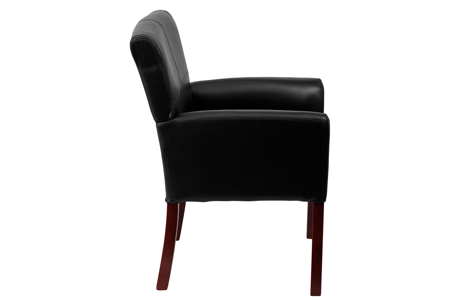 BLNK Taylor LeatherSoft Executive Side Reception Chair with Mahogany Legs - Black