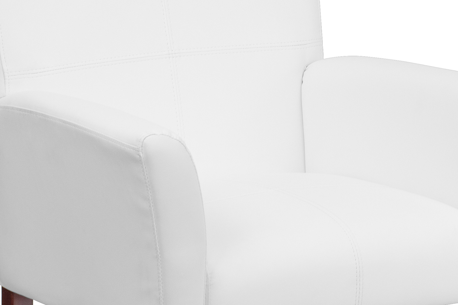 BLNK Taylor LeatherSoft Executive Side Reception Chair with Mahogany Legs - White