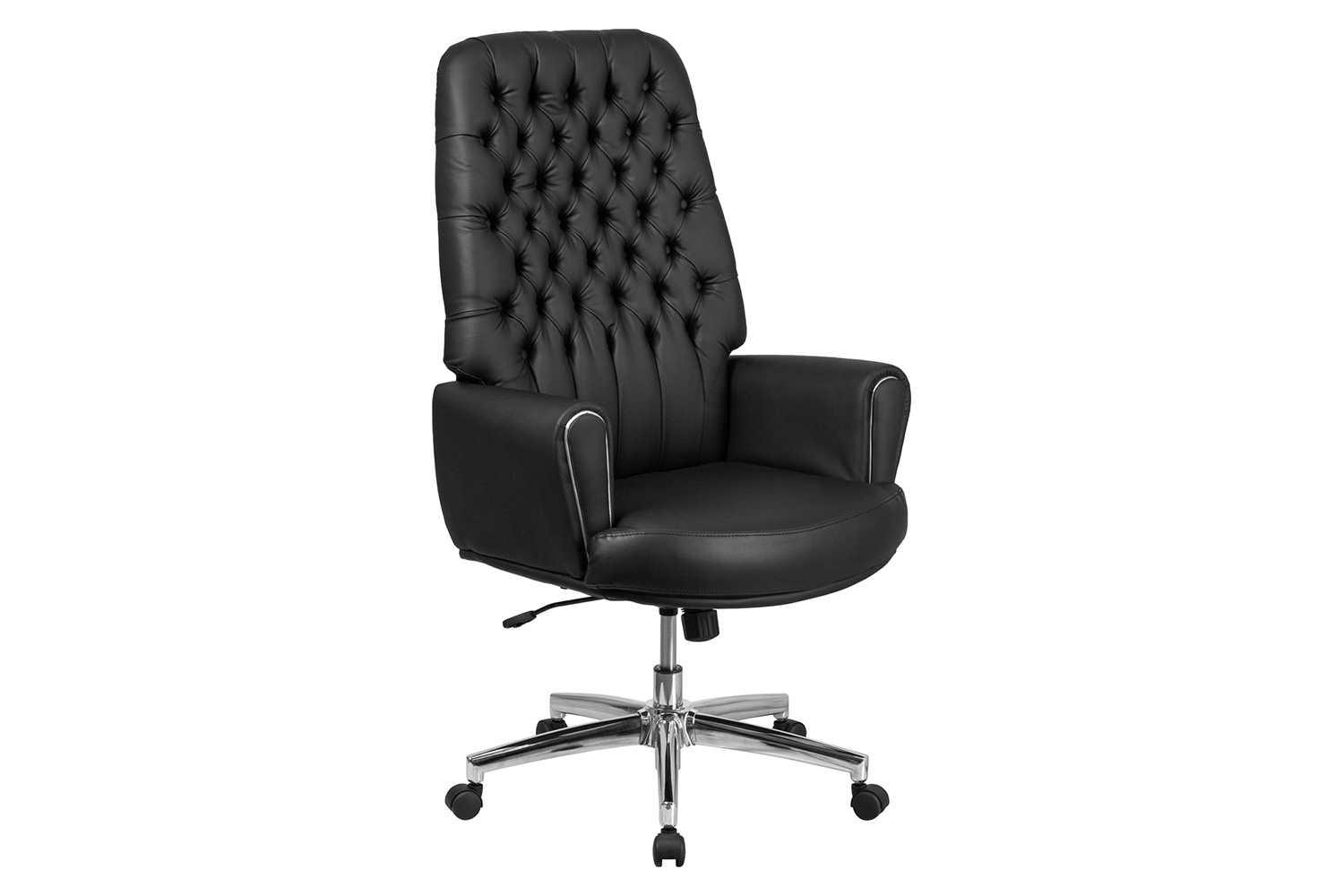 BLNK - Hansel LeatherSoft High-Back Traditional Tufted Executive Swivel Office Chair with Silver Welt Arms