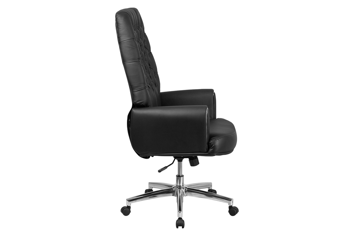 BLNK - Hansel LeatherSoft High-Back Traditional Tufted Executive Swivel Office Chair with Silver Welt Arms