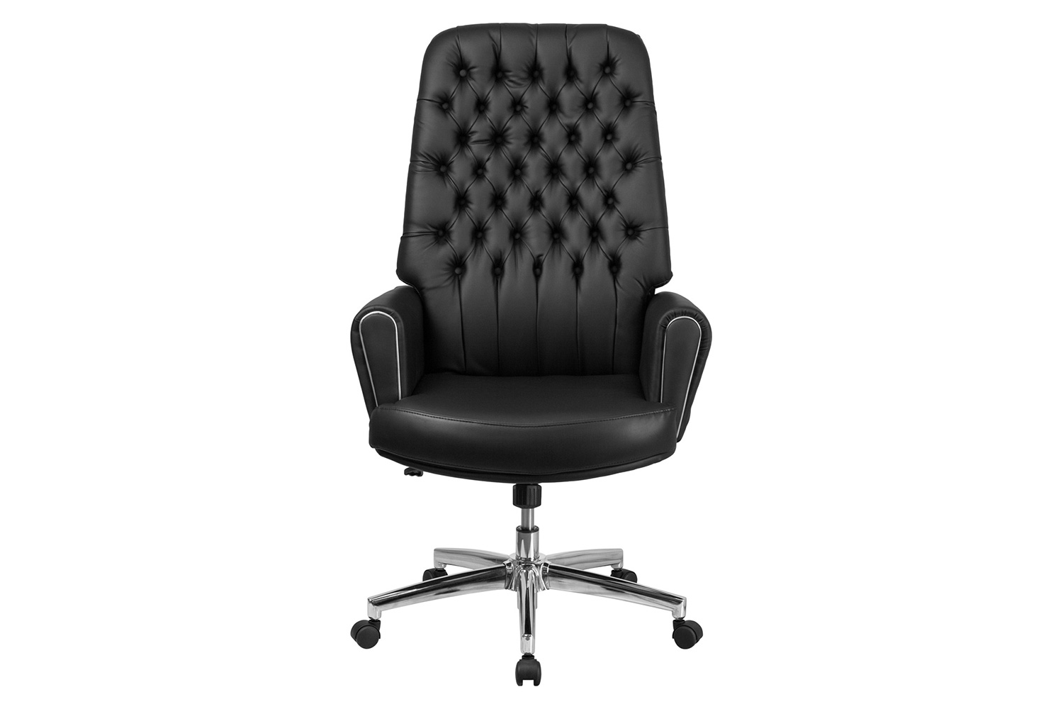 BLNK - Hansel LeatherSoft High-Back Traditional Tufted Executive Swivel Office Chair with Silver Welt Arms