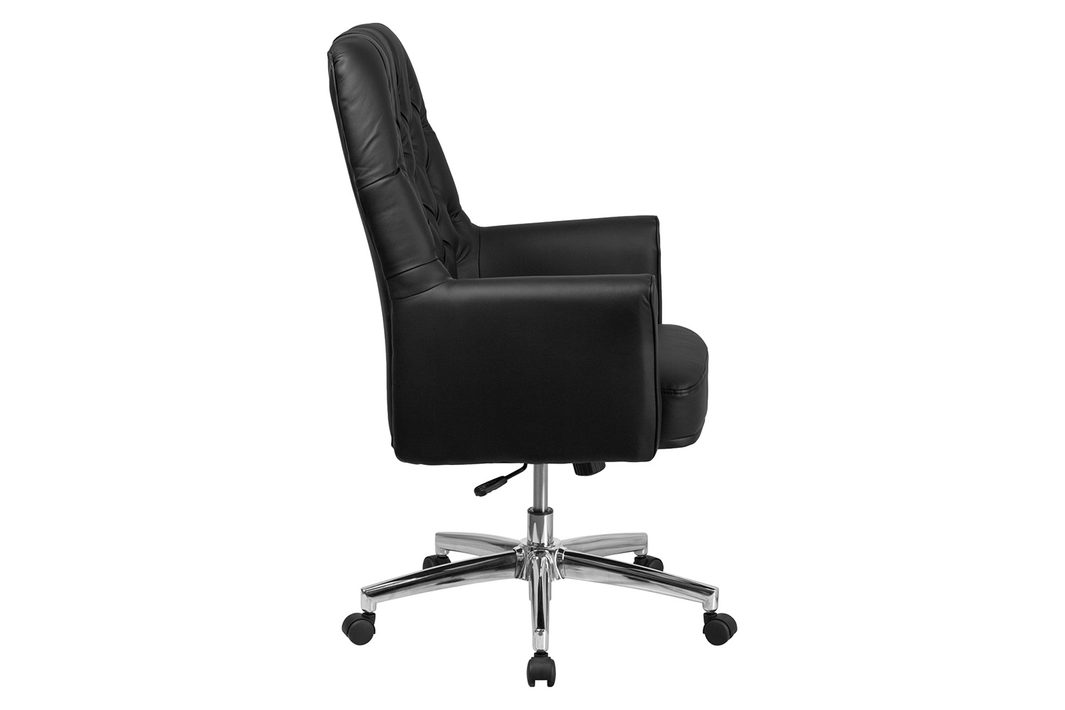 BLNK Hansel LeatherSoft Mid-Back Traditional Tufted Executive Swivel Office Chair with Arms - Black