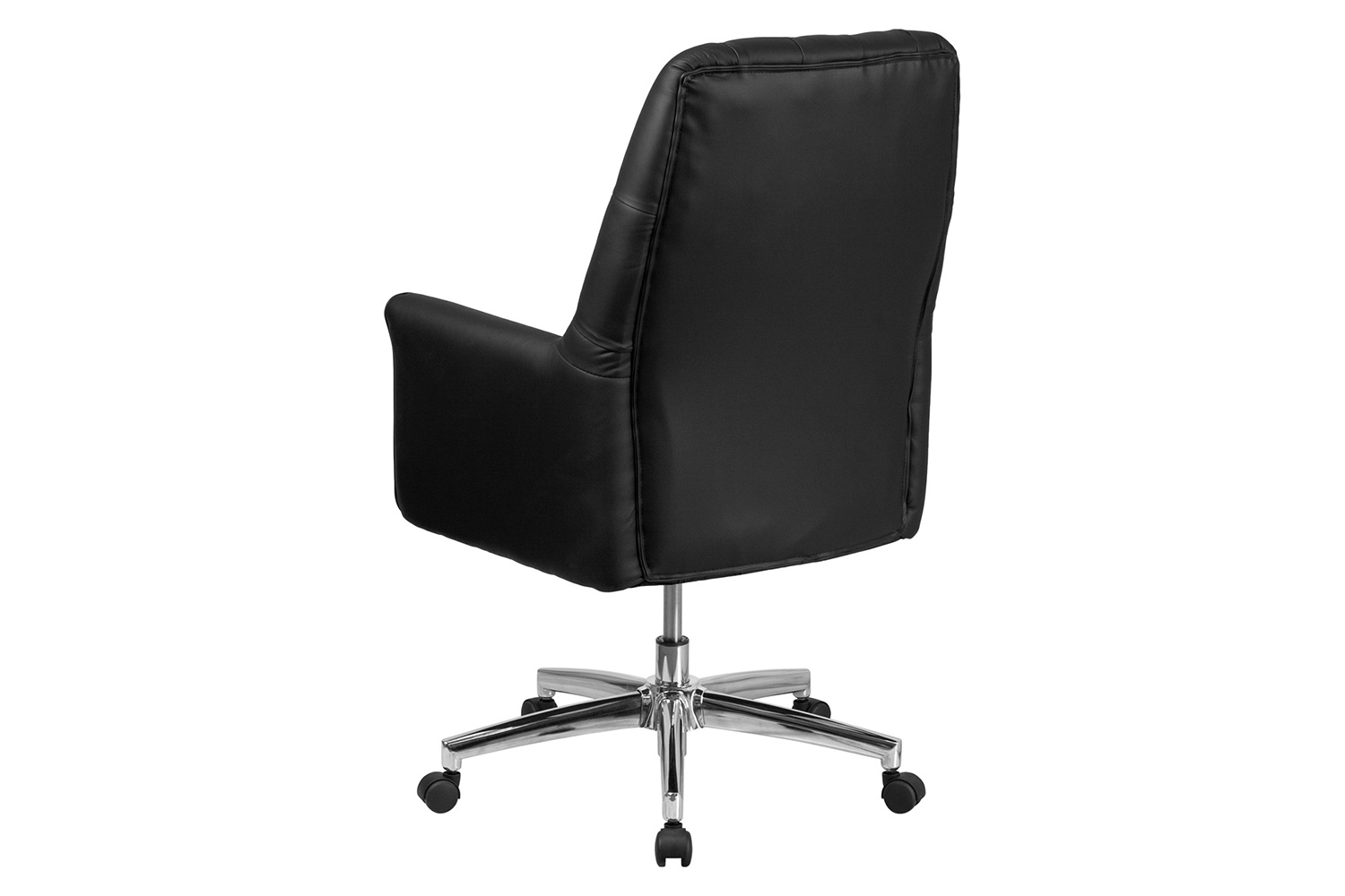 BLNK Hansel LeatherSoft Mid-Back Traditional Tufted Executive Swivel Office Chair with Arms - Black