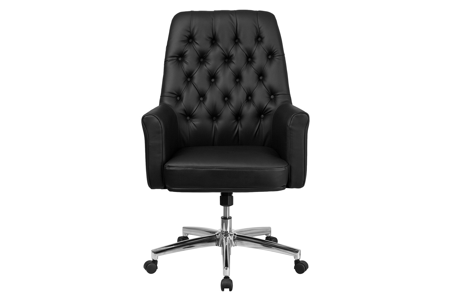 BLNK Hansel LeatherSoft Mid-Back Traditional Tufted Executive Swivel Office Chair with Arms - Black