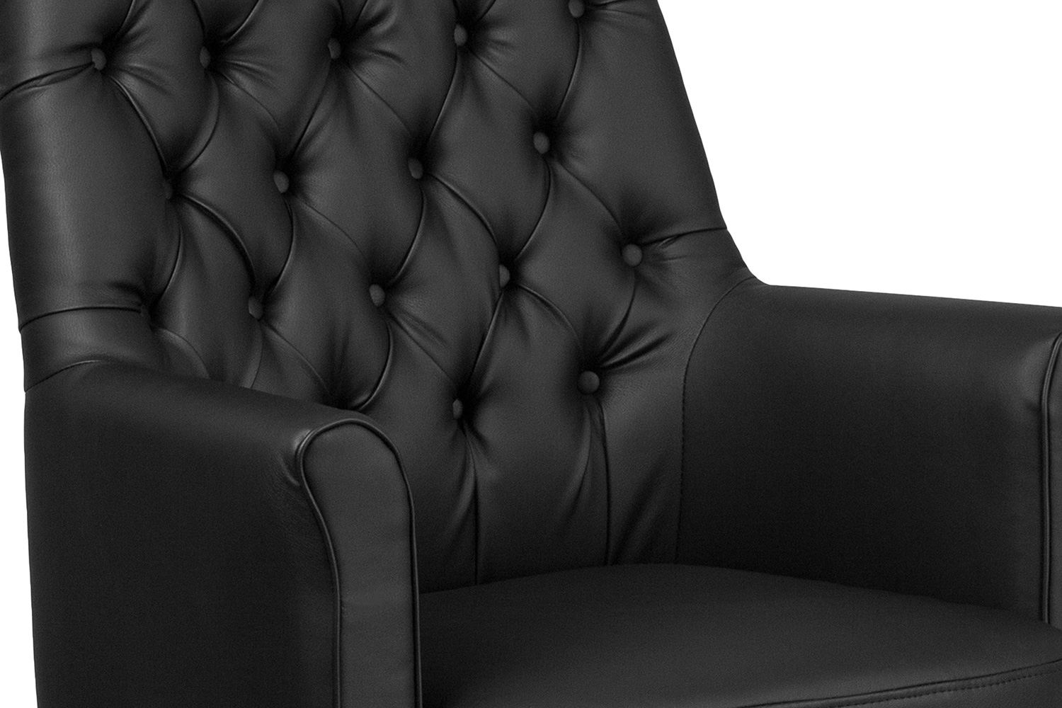 BLNK Hansel LeatherSoft Mid-Back Traditional Tufted Executive Swivel Office Chair with Arms - Black