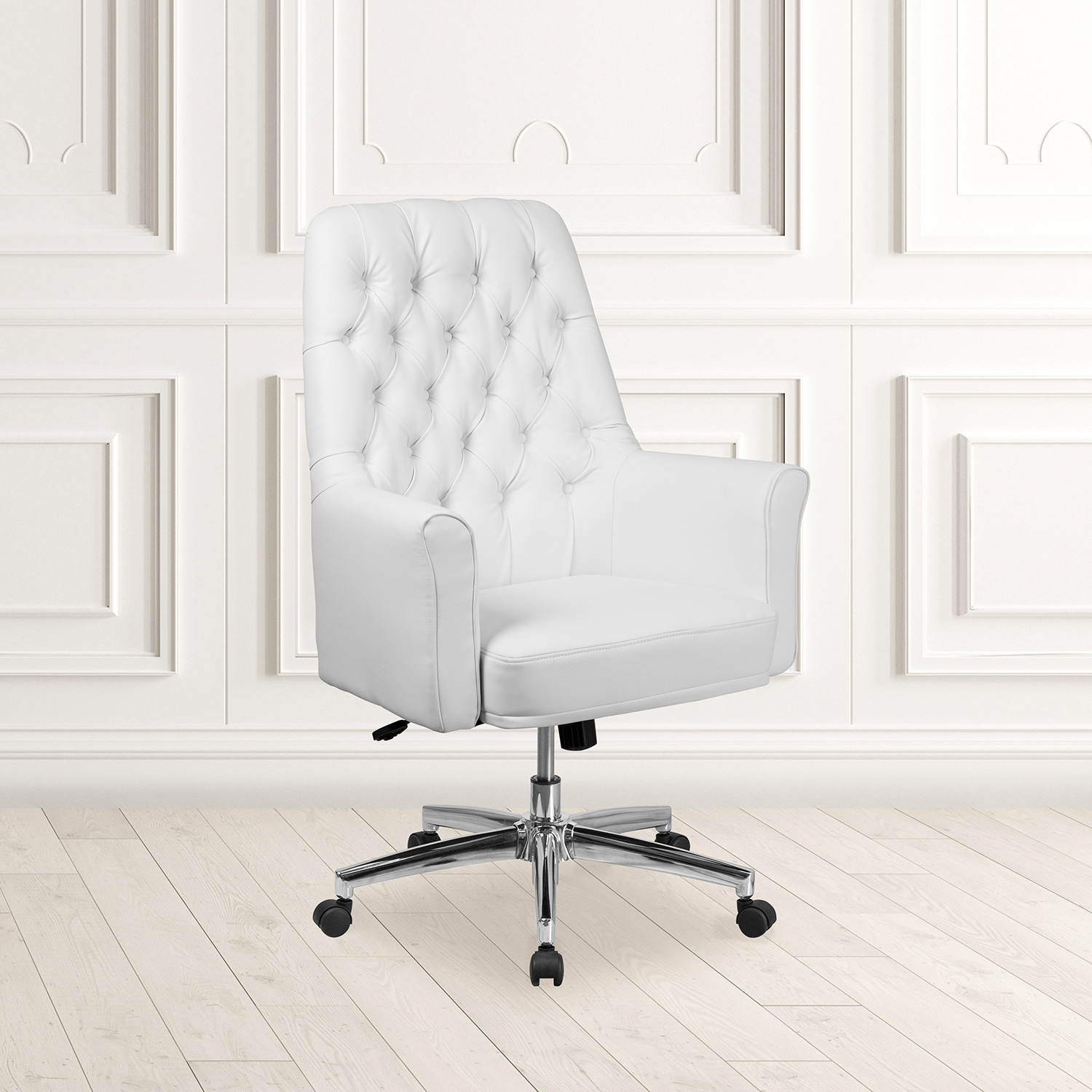 BLNK Hansel LeatherSoft Mid-Back Traditional Tufted Executive Swivel Office Chair with Arms