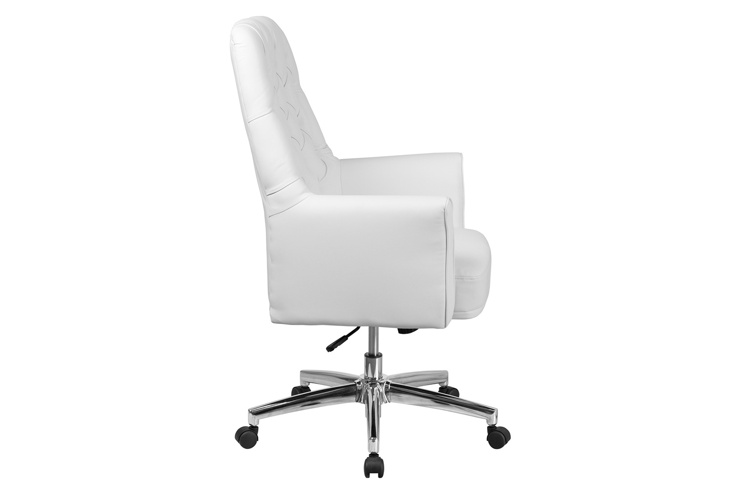 BLNK Hansel LeatherSoft Mid-Back Traditional Tufted Executive Swivel Office Chair with Arms - White