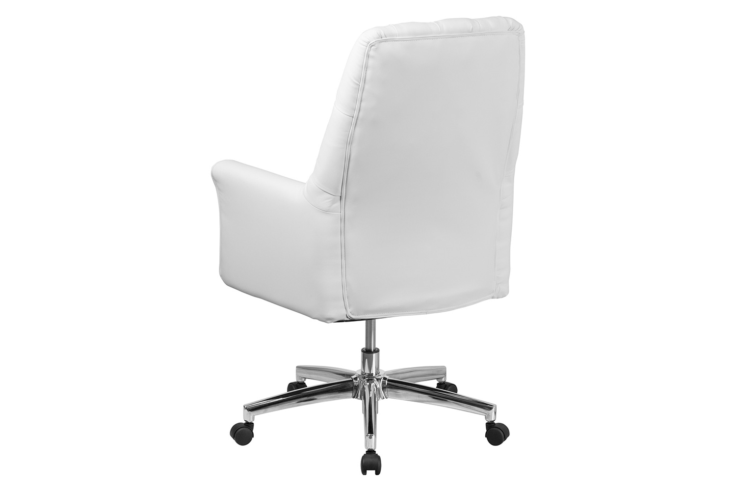 BLNK Hansel LeatherSoft Mid-Back Traditional Tufted Executive Swivel Office Chair with Arms - White