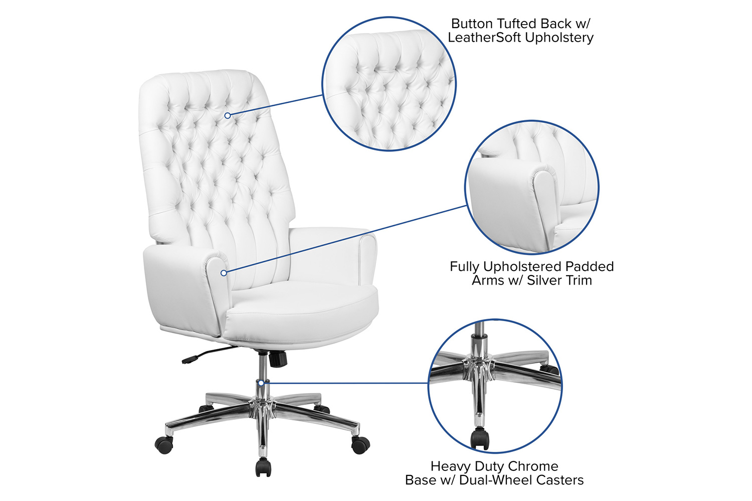 BLNK - Rochelle LeatherSoft High-Back Traditional Tufted Executive Swivel Office Chair with Arms