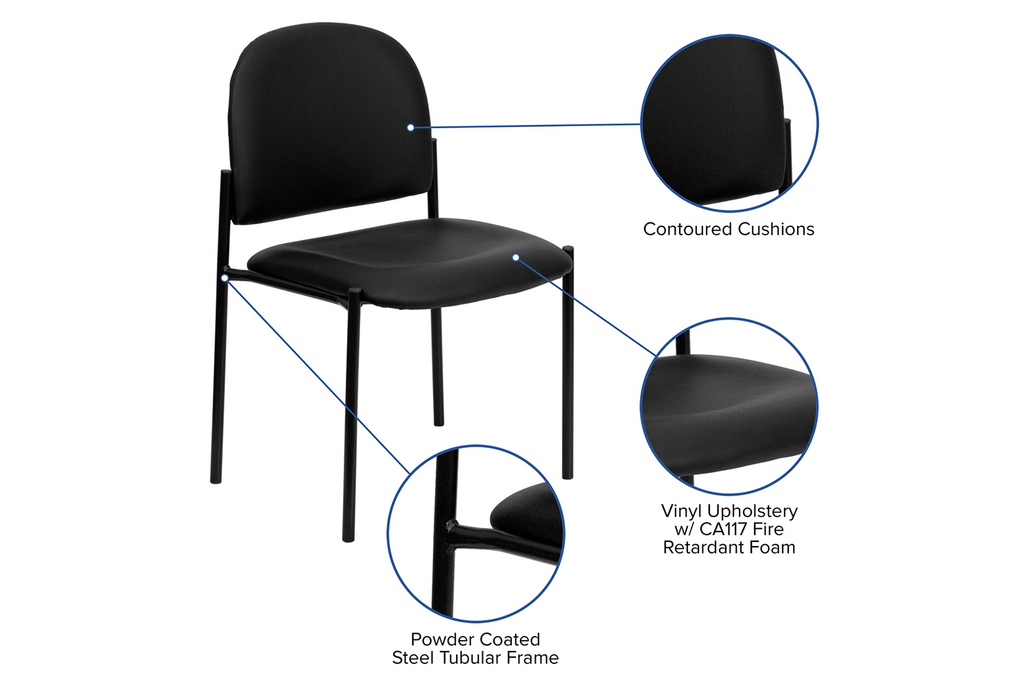 BLNK - Tania Comfort Vinyl Stackable Steel Side Reception Chair