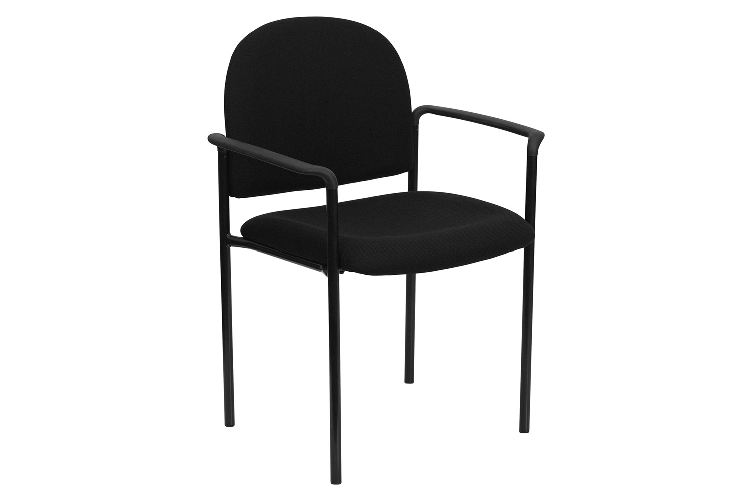 BLNK™ Tiffany Comfort Fabric Stackable Steel Side Reception Chair with Arms - Black