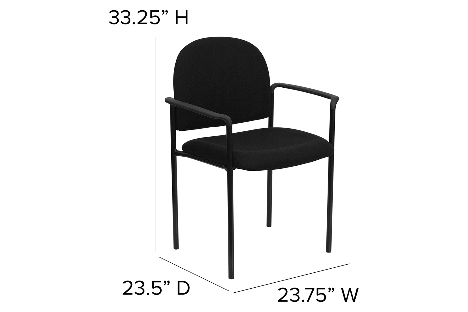 BLNK™ Tiffany Comfort Fabric Stackable Steel Side Reception Chair with Arms - Black