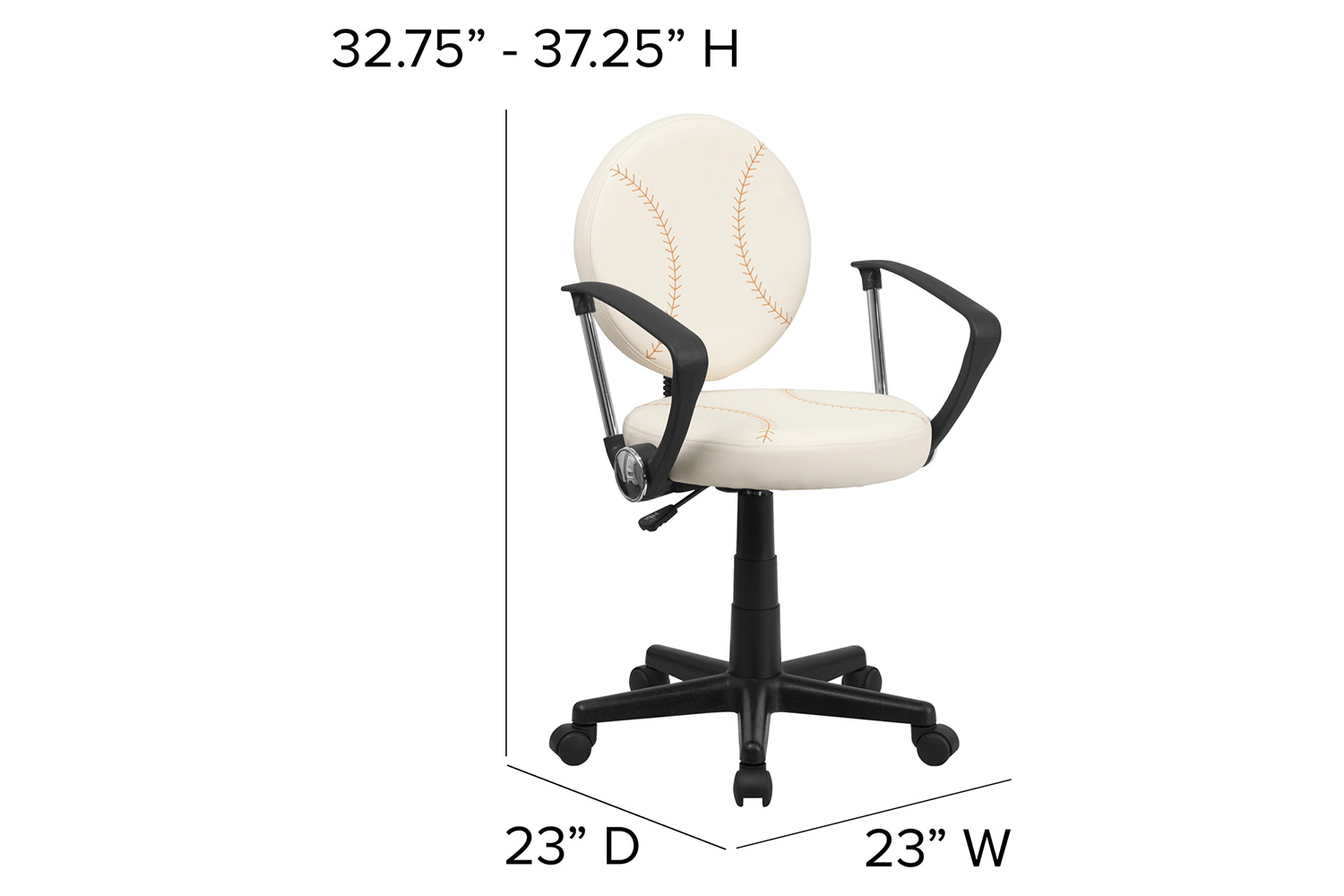 BLNK Jonathan Baseball Swivel Task Office Chair - with Arms