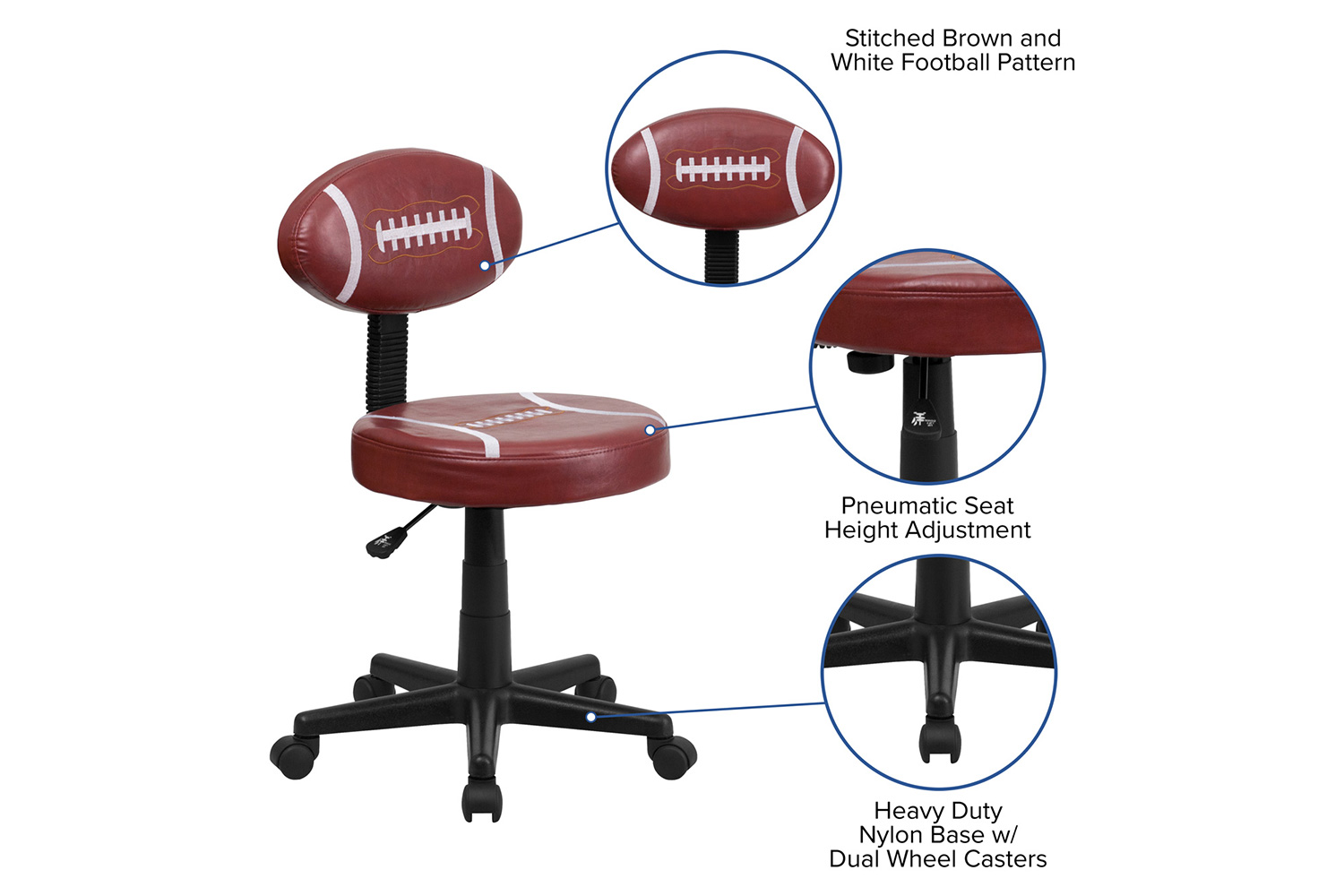 BLNK Preston Football Swivel Task Office Chair