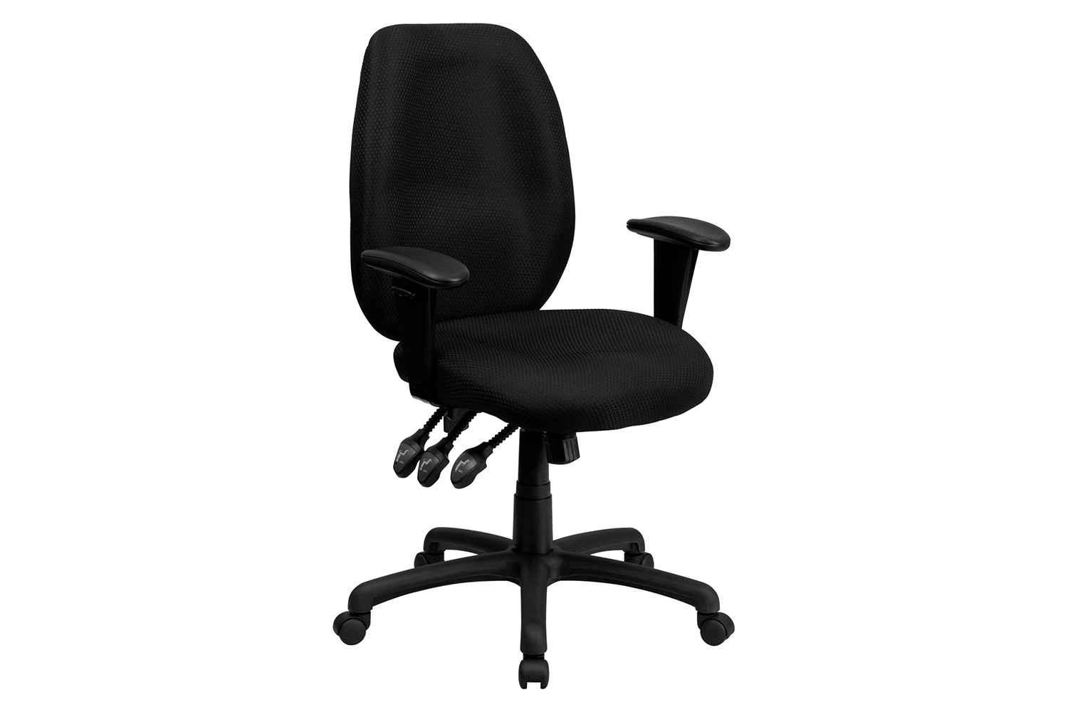 BLNK Rochelle Fabric High-Back Multifunction Ergonomic Executive Swivel Office Chair with Adjustable Arms - Black