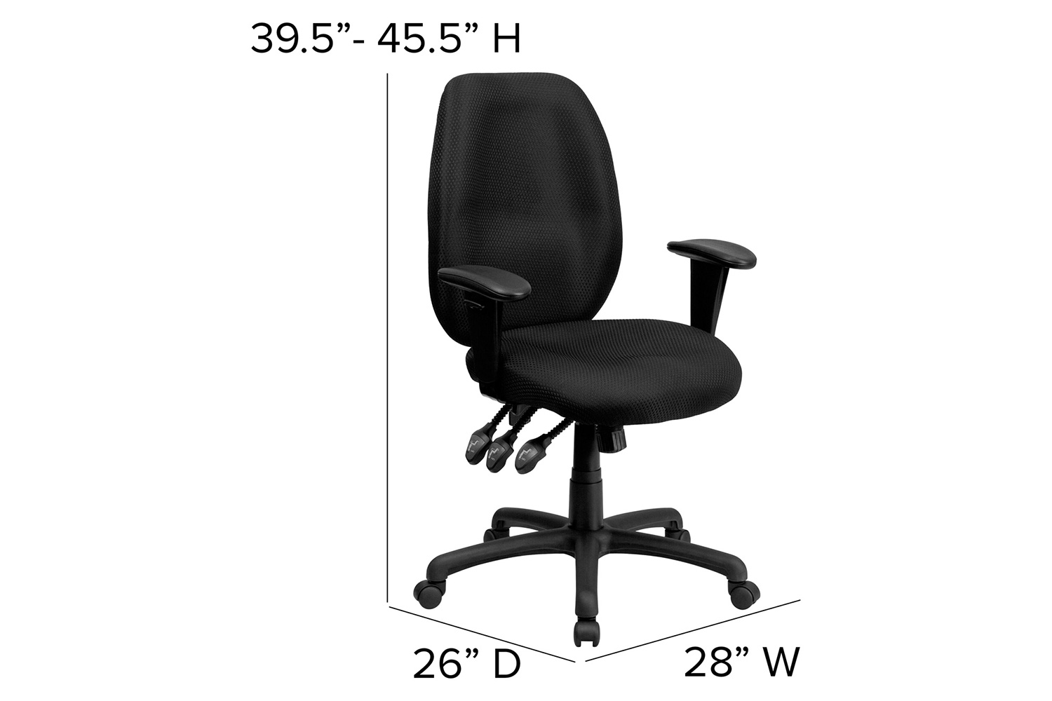 BLNK Rochelle Fabric High-Back Multifunction Ergonomic Executive Swivel Office Chair with Adjustable Arms - Black