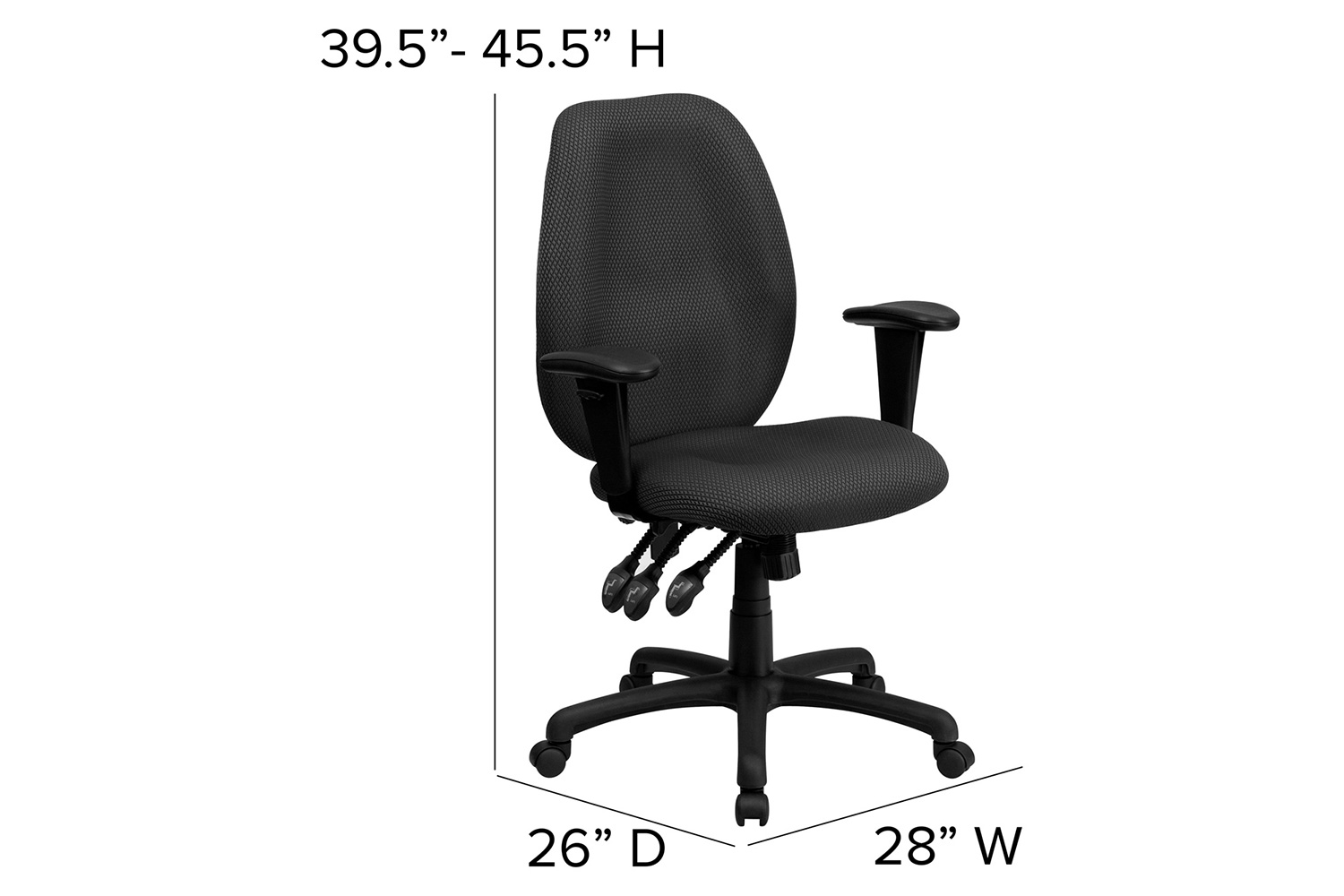 BLNK Rochelle Fabric High-Back Multifunction Ergonomic Executive Swivel Office Chair with Adjustable Arms - Gray