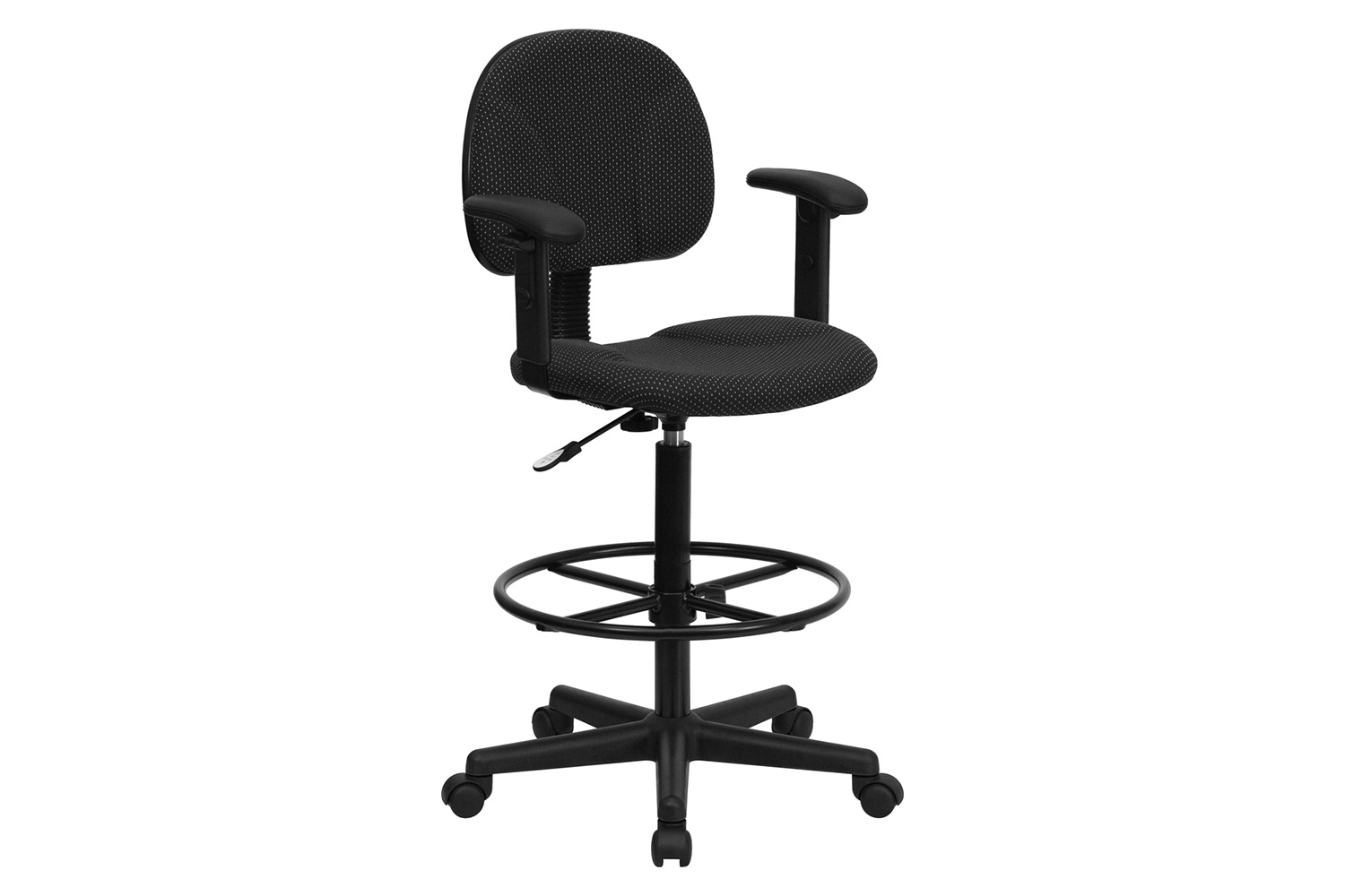 BLNK Bruce Fabric Drafting Chair - Black Patterned, with Adjustable Arms