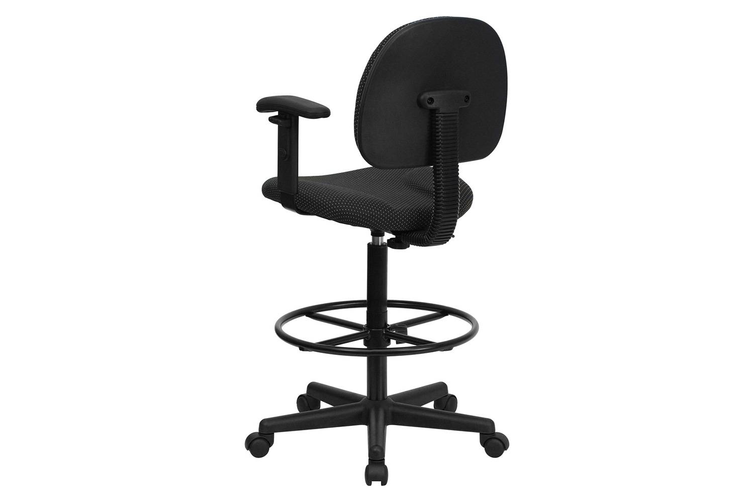 BLNK Bruce Fabric Drafting Chair - Black Patterned, with Adjustable Arms