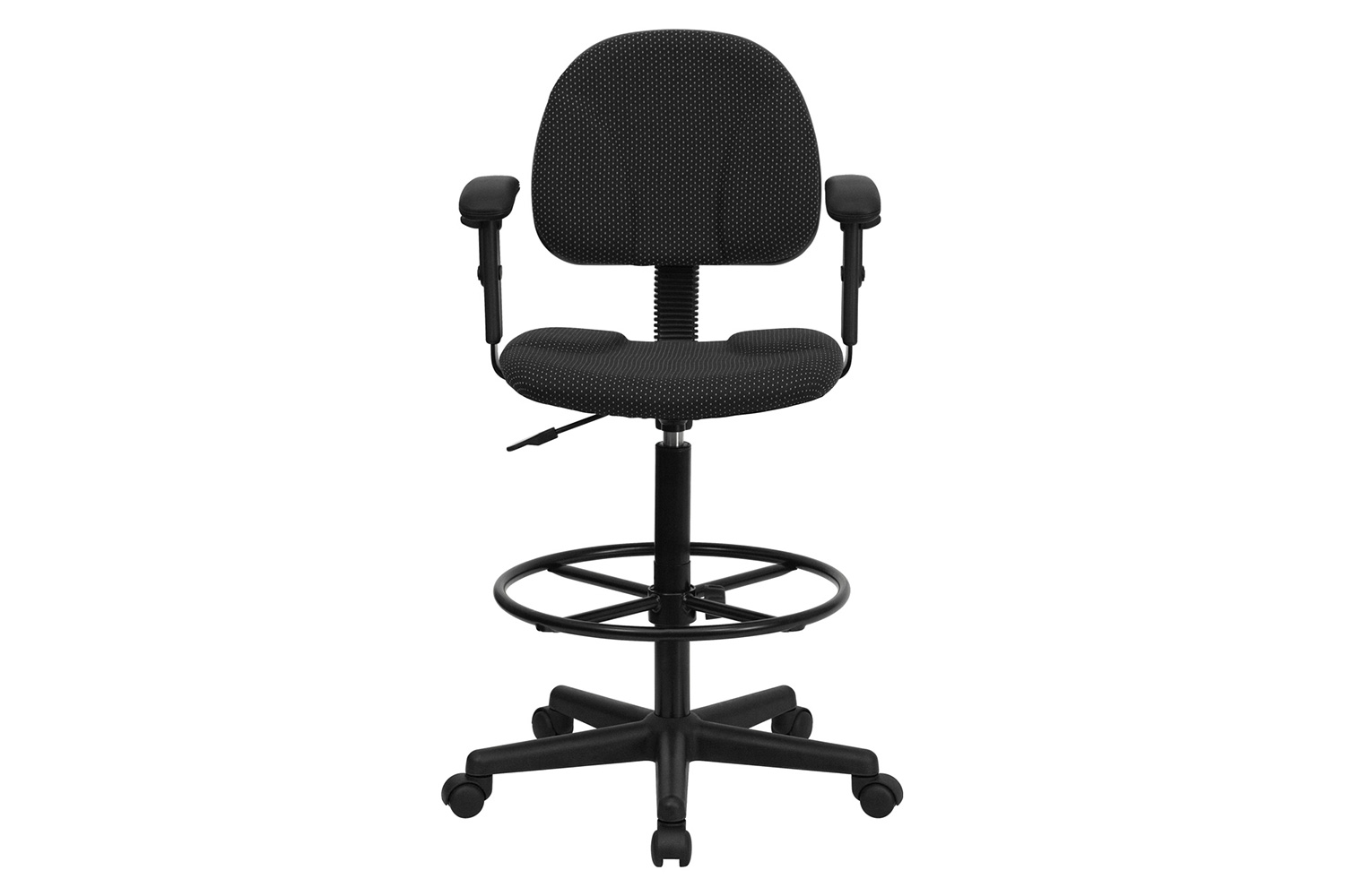 BLNK Bruce Fabric Drafting Chair - Black Patterned, with Adjustable Arms