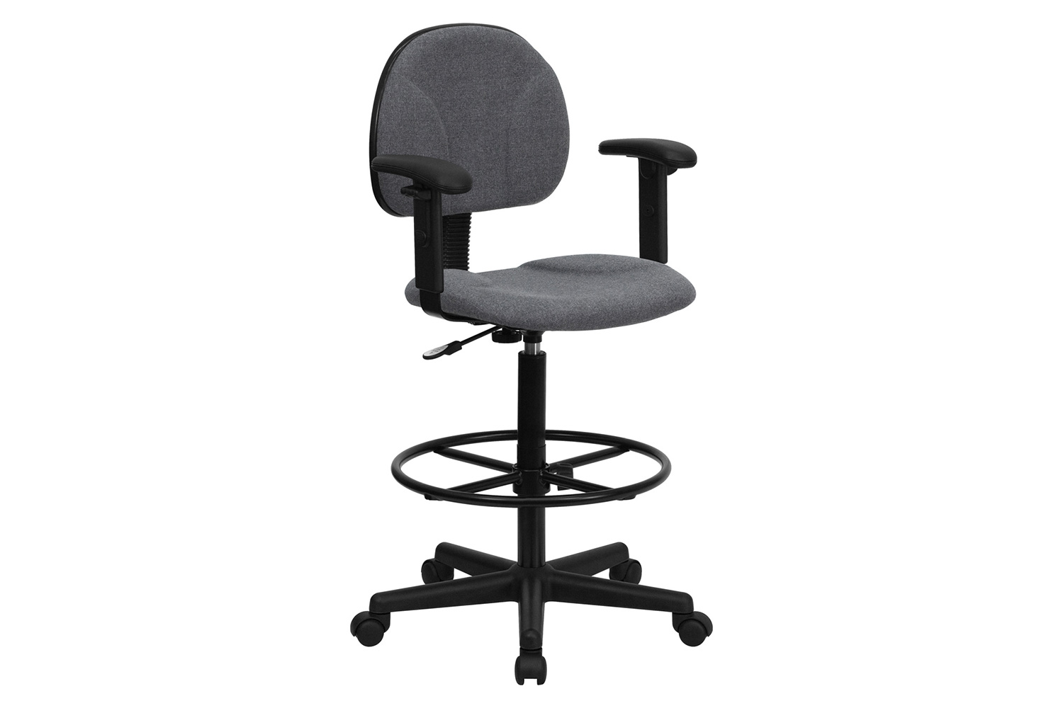 BLNK Bruce Fabric Drafting Chair - Gray, with Adjustable Arms