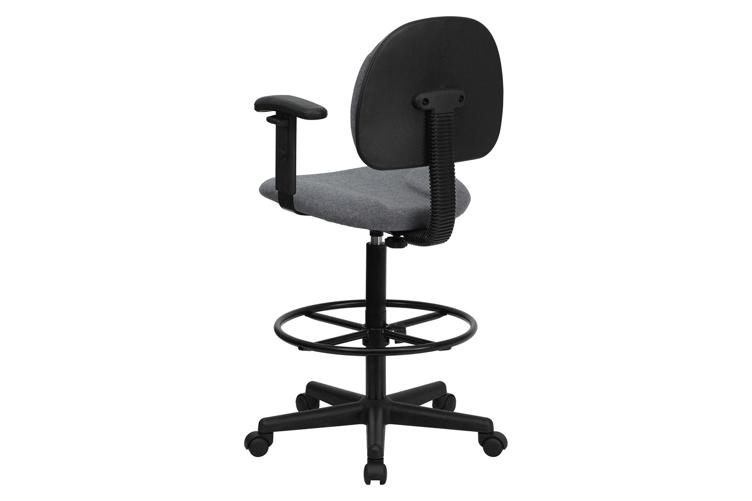 BLNK Bruce Fabric Drafting Chair - Gray, with Adjustable Arms