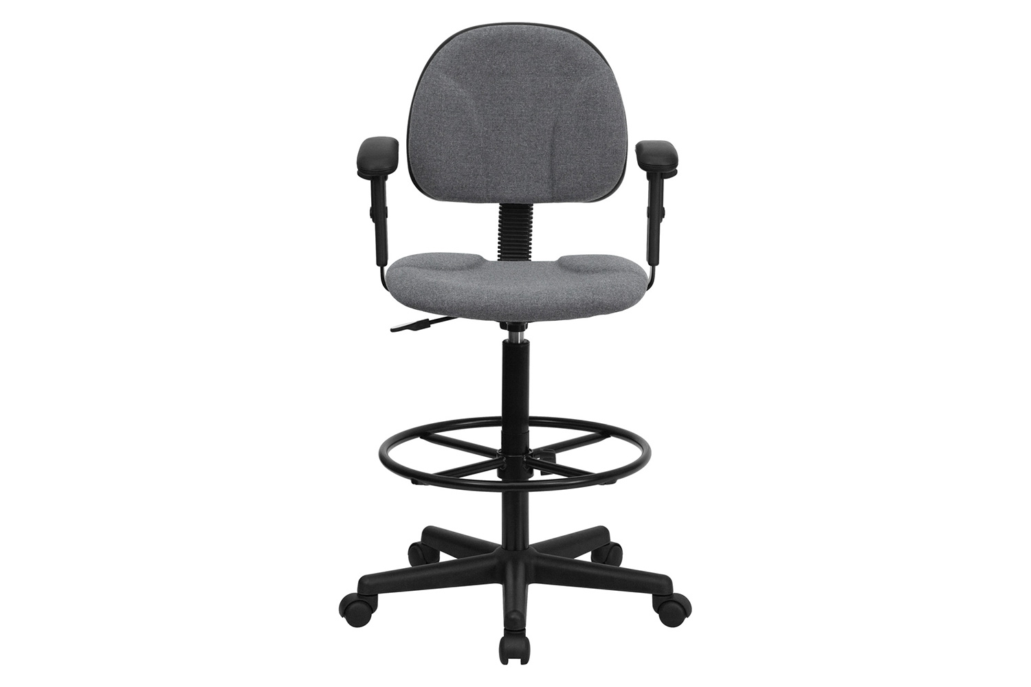 BLNK Bruce Fabric Drafting Chair - Gray, with Adjustable Arms