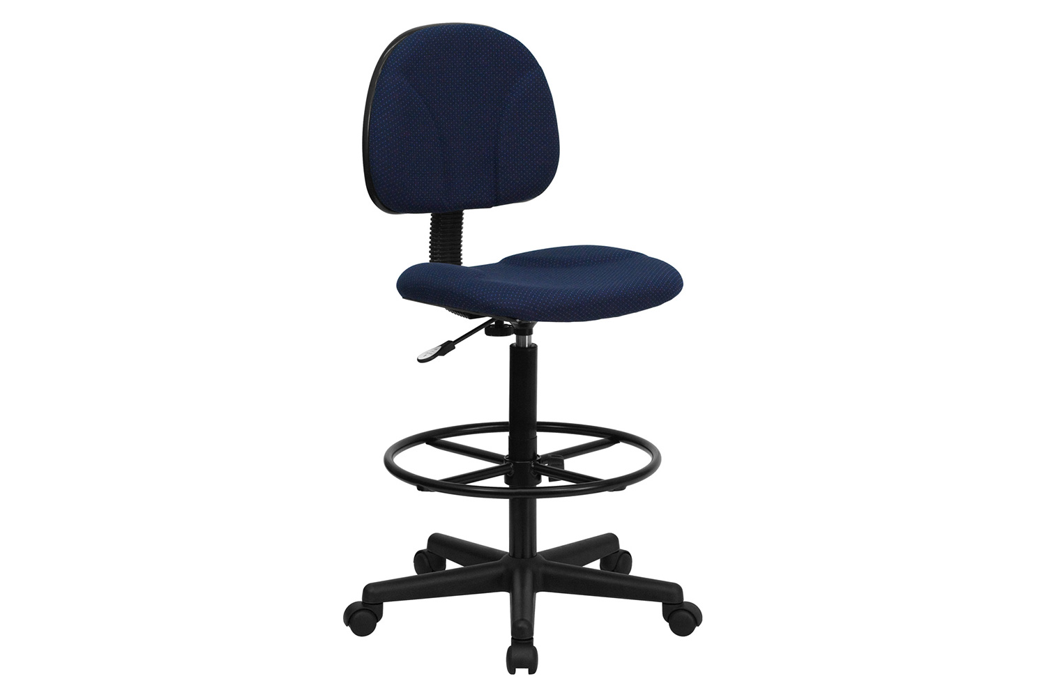 BLNK Bruce Fabric Drafting Chair - Navy Blue Patterned