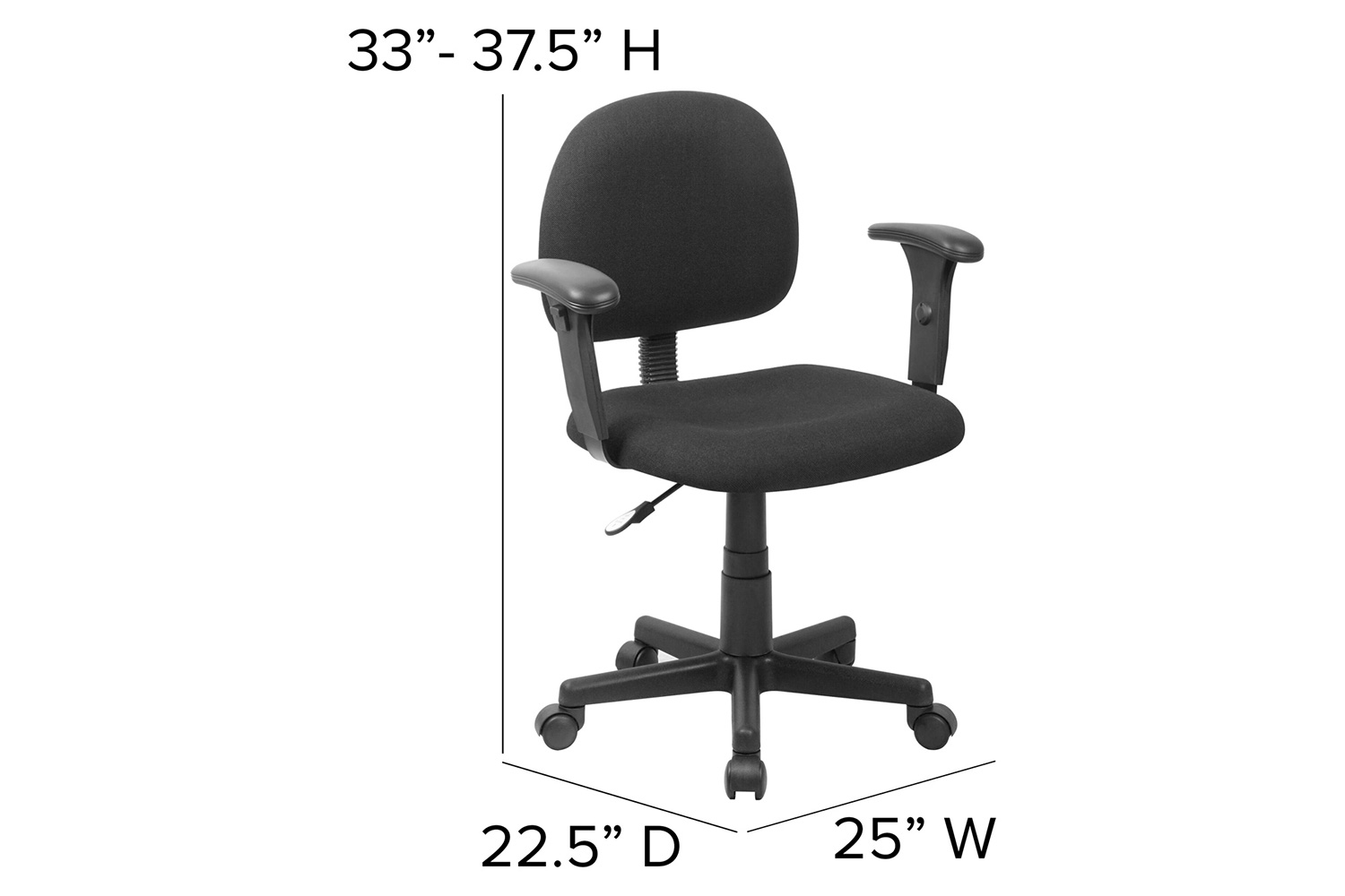 BLNK Wayne Fabric Mid-Back Swivel Task Office Chair - with Adjustable Arms