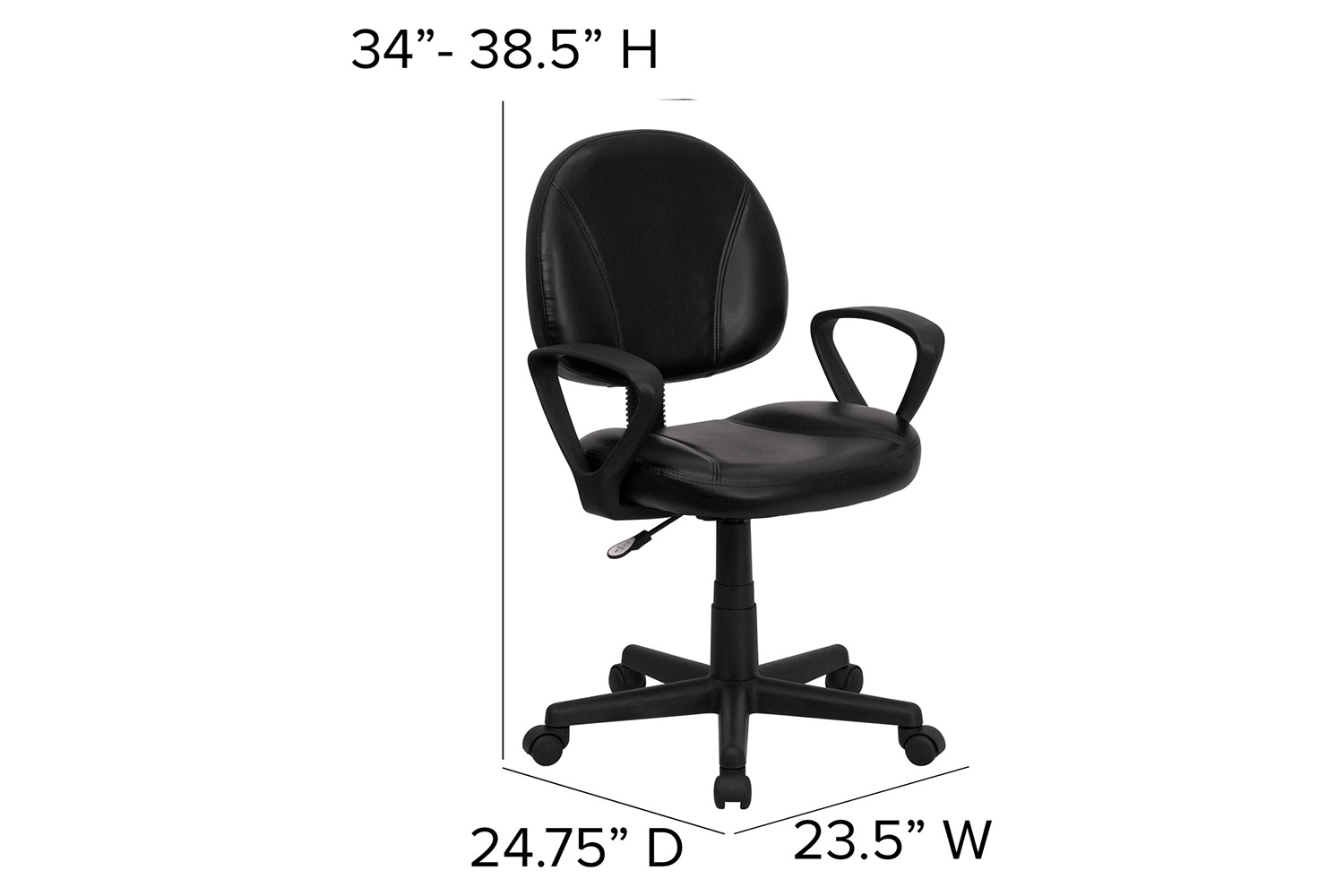 BLNK - Ronald LeatherSoft Mid-Back Swivel Ergonomic Task Office Chair with Back Depth Adjustment and Arms