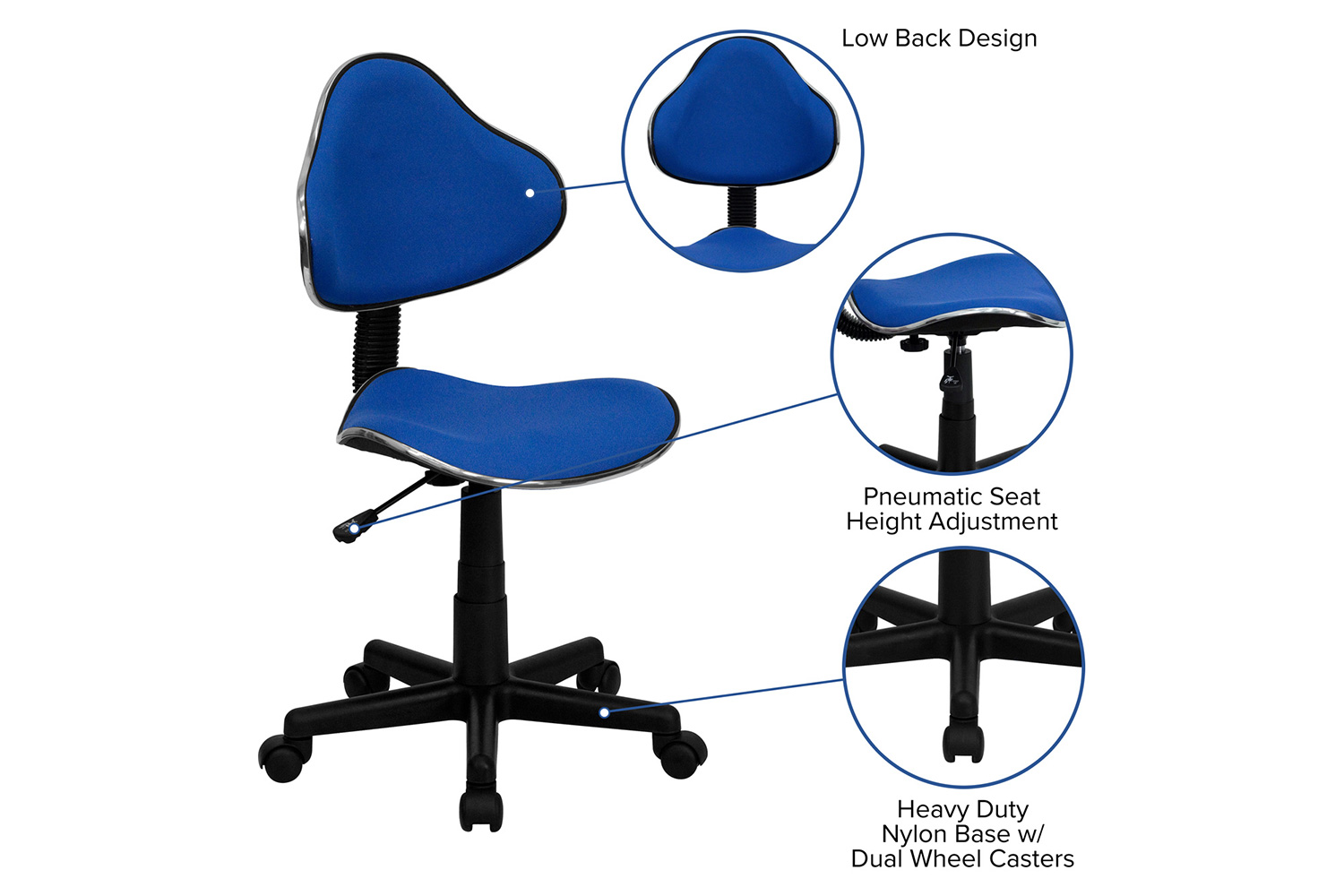 BLNK Whitney Fabric Whitney Swivel Ergonomic Task Office Chair - Blue