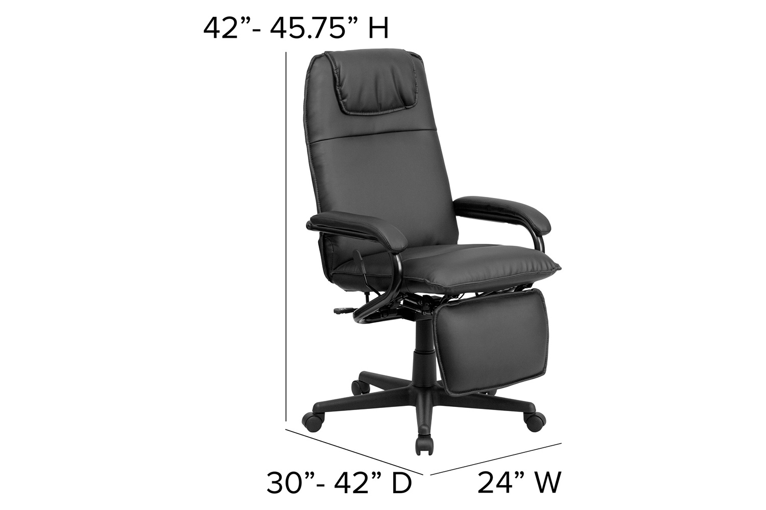 BLNK Robert LeatherSoft High-Back Executive Reclining Ergonomic Swivel Office Chair with Arms - Black