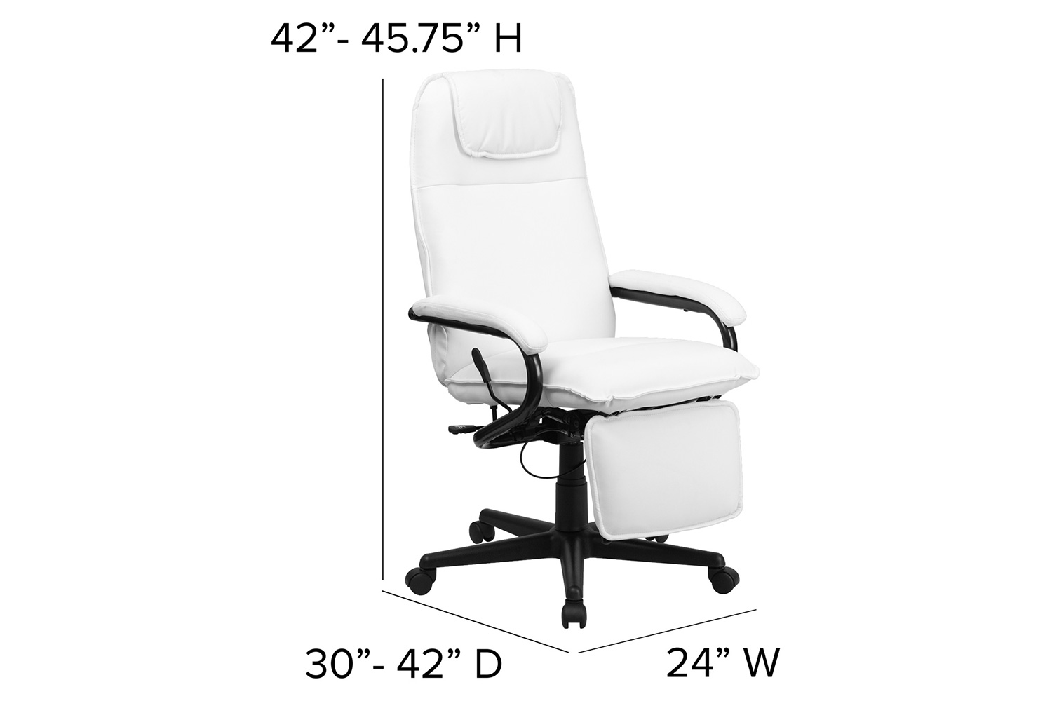 BLNK Robert LeatherSoft High-Back Executive Reclining Ergonomic Swivel Office Chair with Arms - White