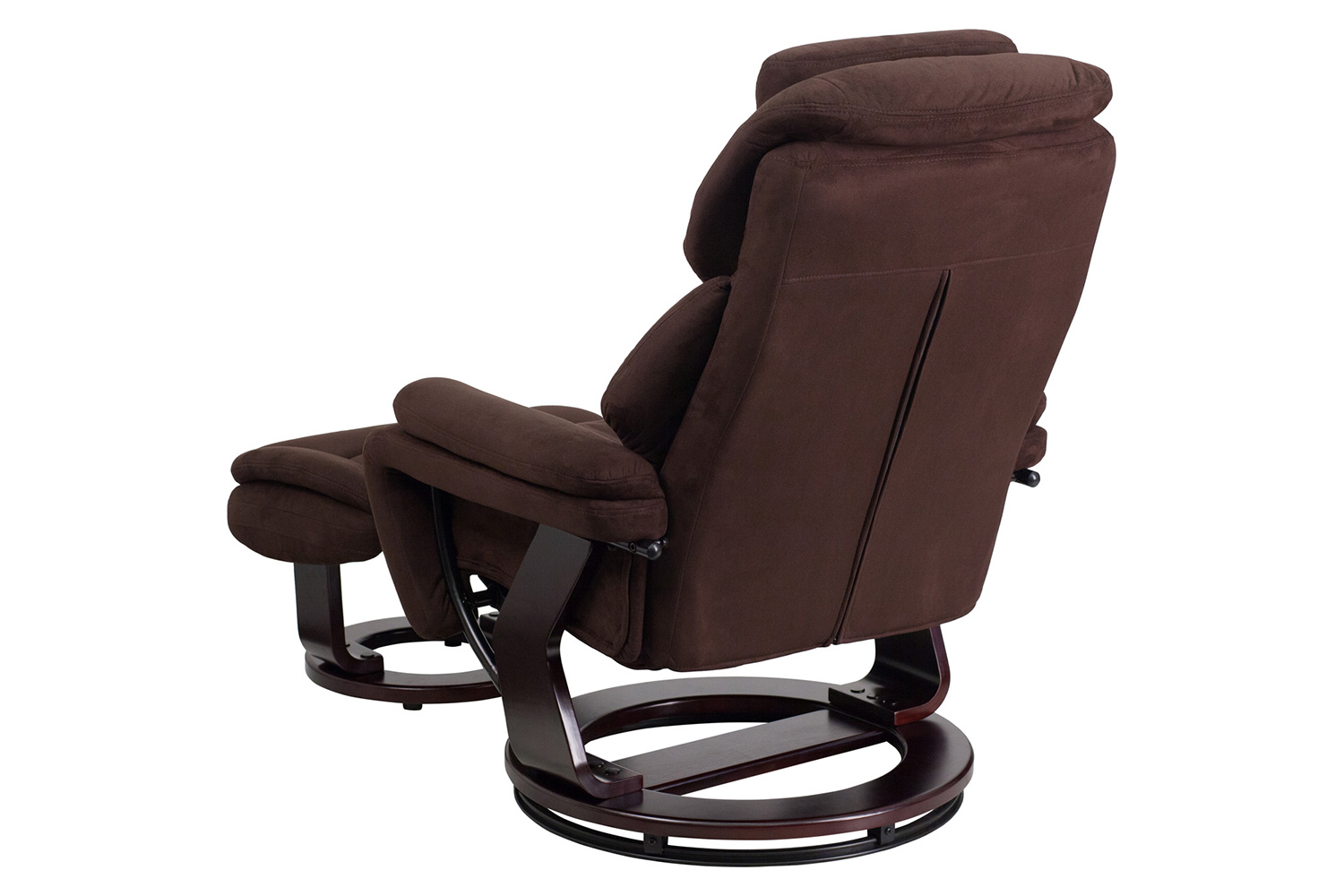 BLNK™ - Microfiber Austin Contemporary Multi-Position Recliner and Ottoman with Swivel Mahogany Wood Base