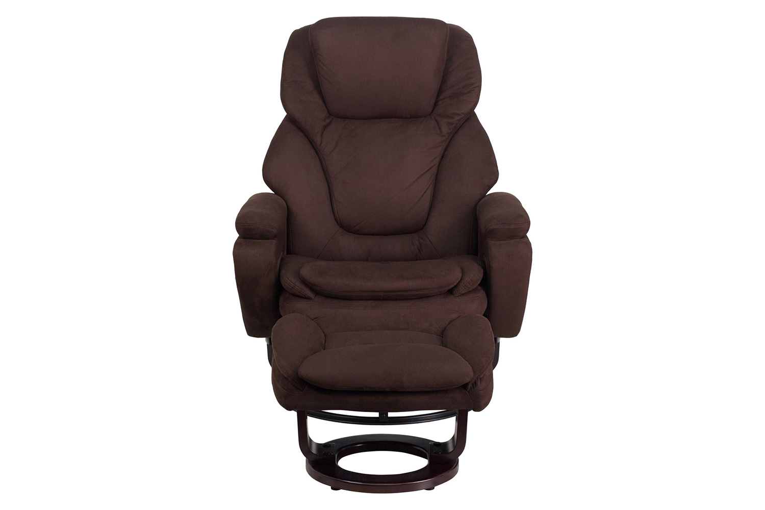 BLNK™ - Microfiber Austin Contemporary Multi-Position Recliner and Ottoman with Swivel Mahogany Wood Base