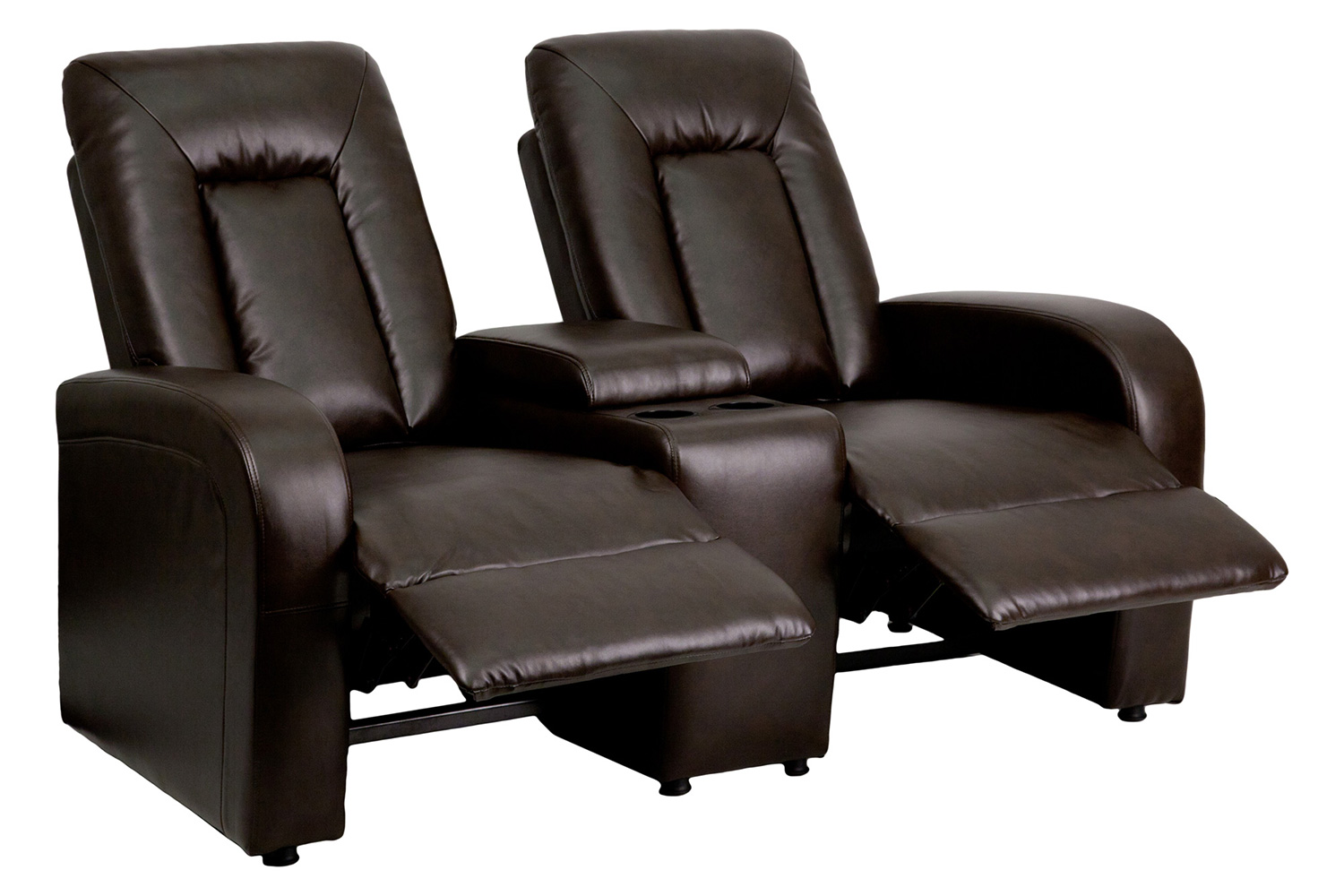 BLNK - Eclipse Series LeatherSoft 2-Seat Reclining Theater Seating Unit with Cup Holders