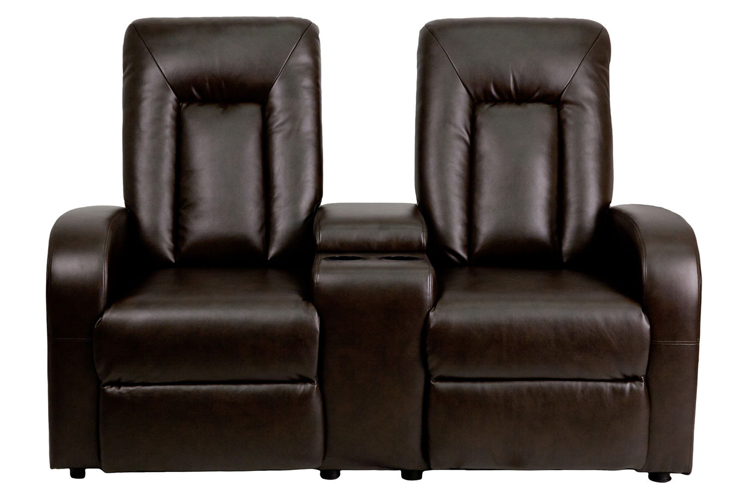 BLNK - Eclipse Series LeatherSoft 2-Seat Reclining Theater Seating Unit with Cup Holders