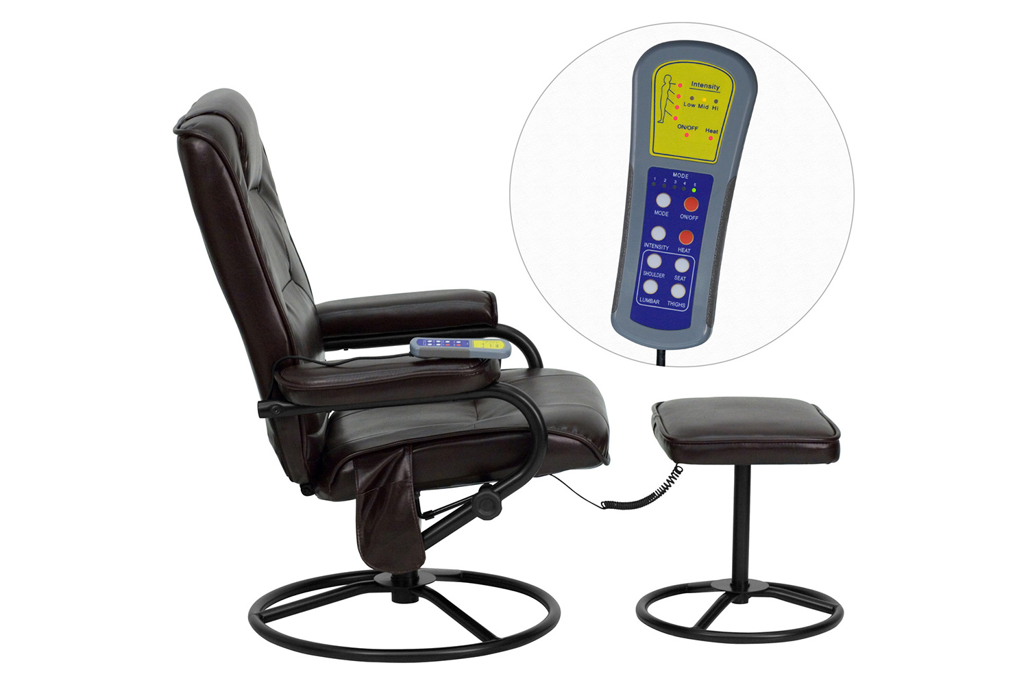 BLNK™ - Whitney LeatherSoft Massaging Multi-Position Recliner and Ottoman with Metal Bases